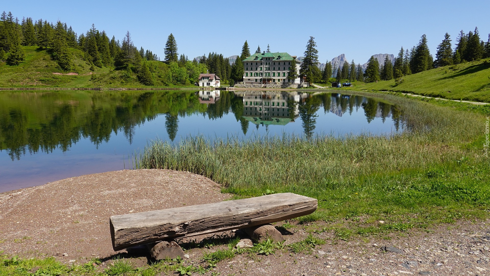 Jezioro Grosssee, Ławka, Hotel, Berghotel Seebenalp, Oberterzen, Szwajcaria