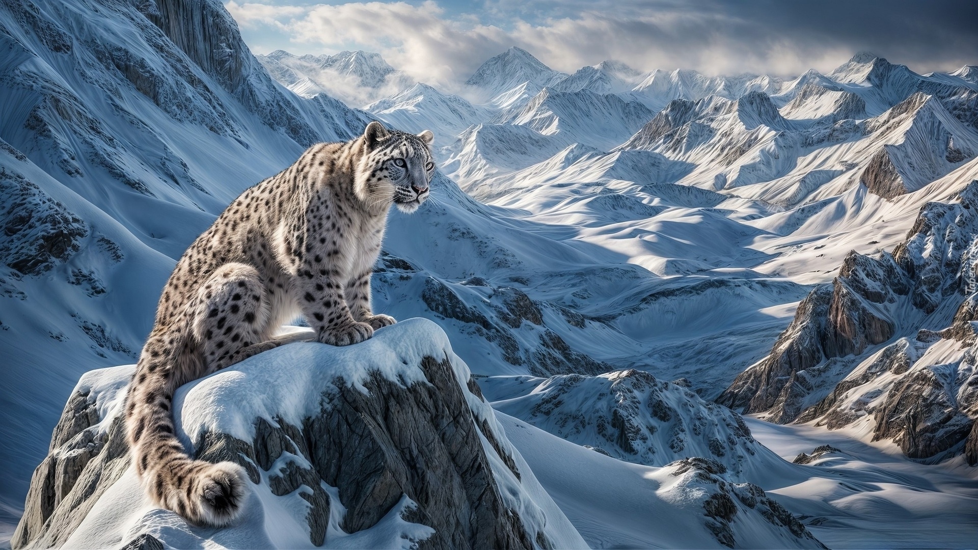 Irbis, Śnieg, Góry, Zima