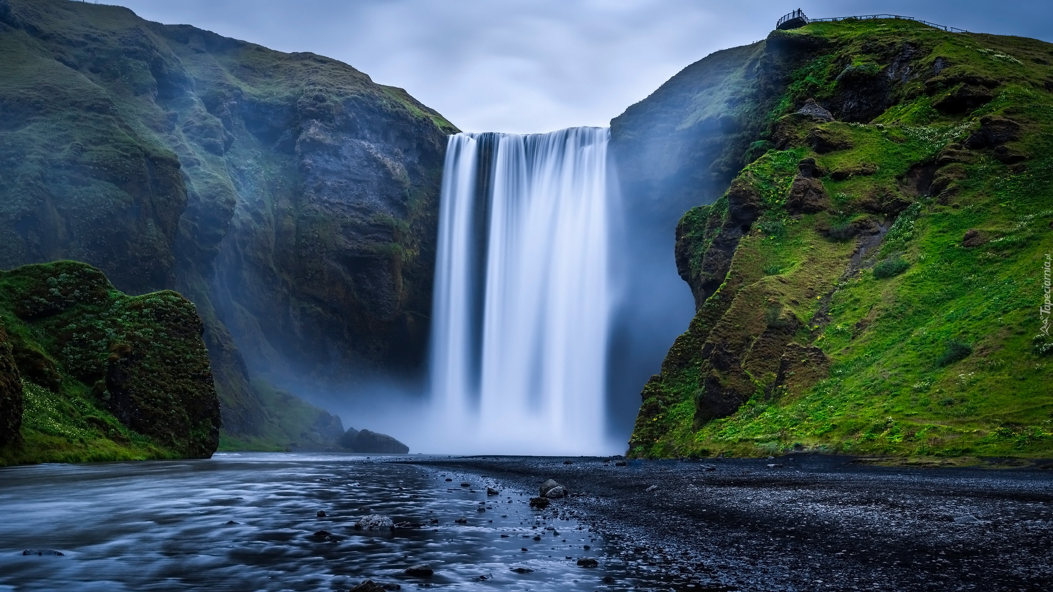 Wodospad, Skogafoss, Islandia, Góry, Skały