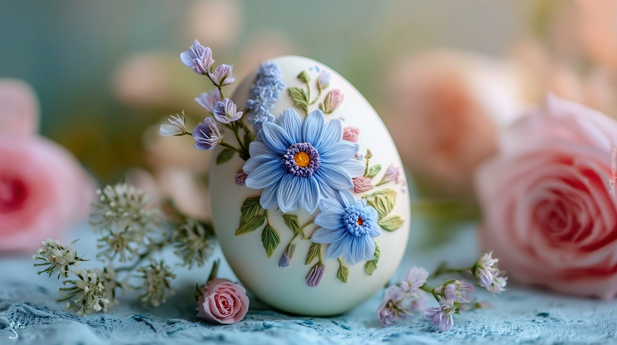 Jajko, Kwiaty, Grafika AI, Wielkanoc