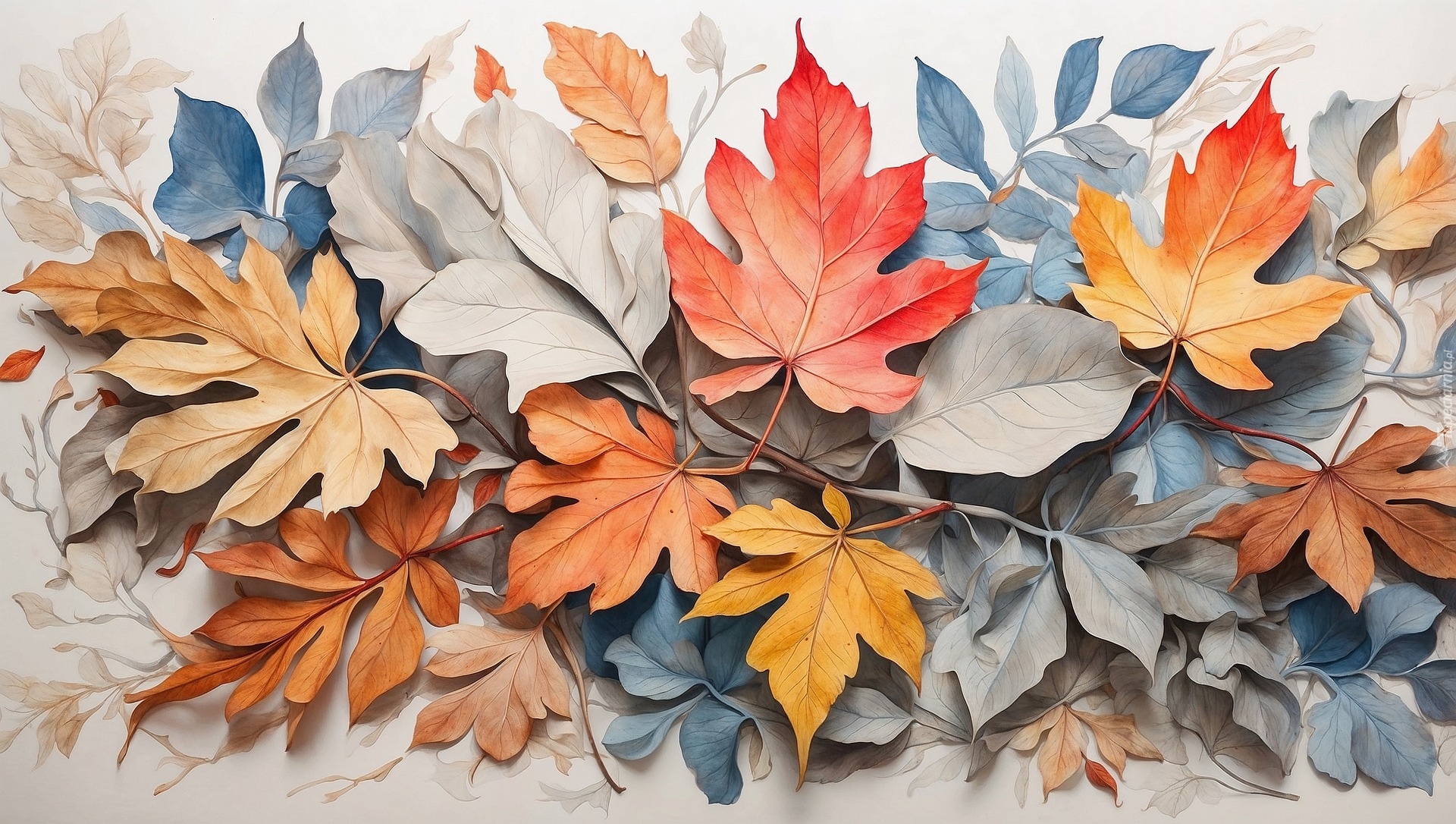 Liście, Kolorowe, Grafika