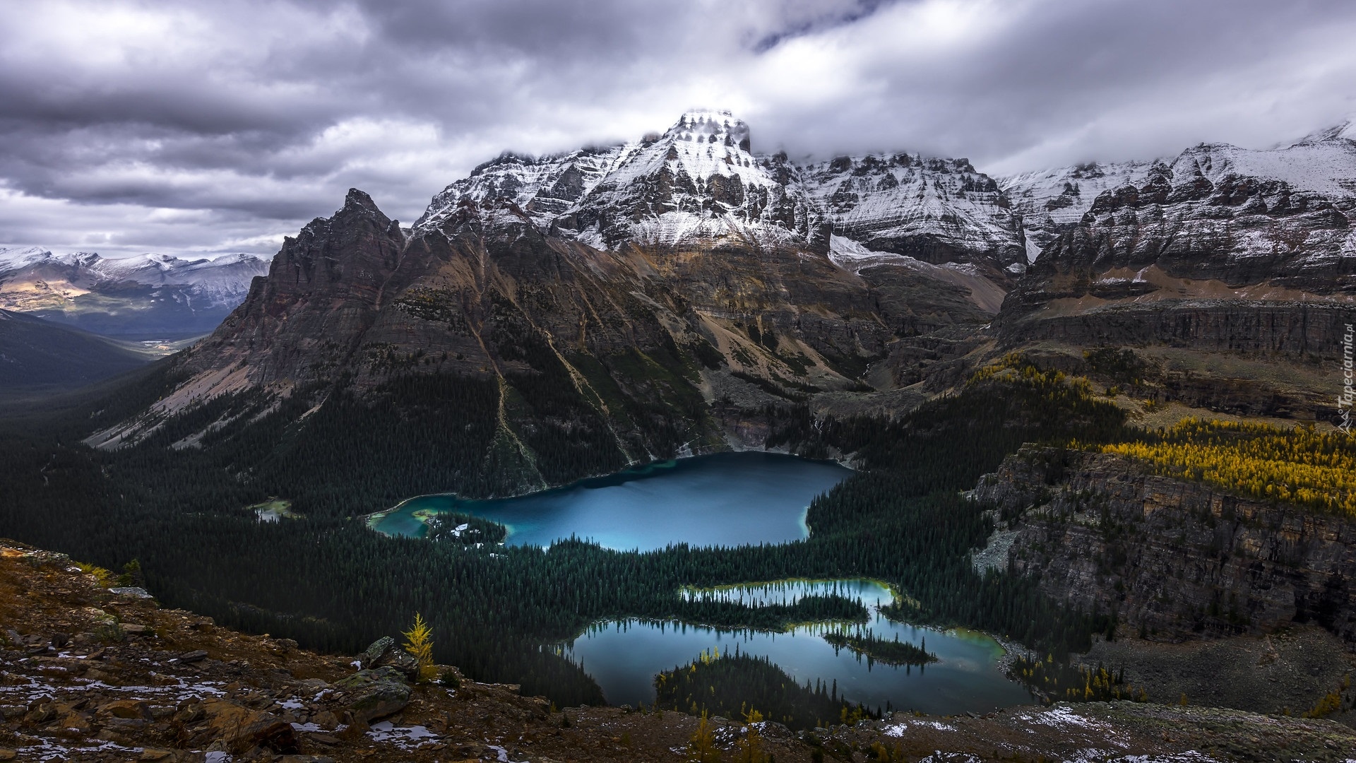 Góry, Jezioro, Mary Lake, Jezioro OHara, Las, Park Narodowy Yoho, Kanada