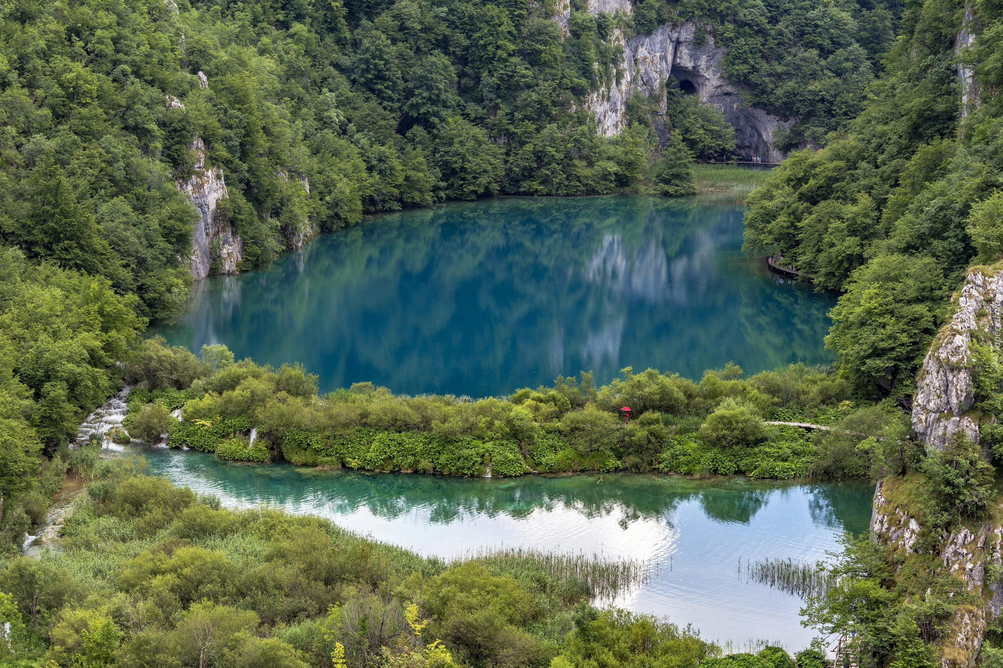 Chorwacja, Jeziora, Drzewa, Skały, Roślinność, Park Narodowy Jezior Plitwickich