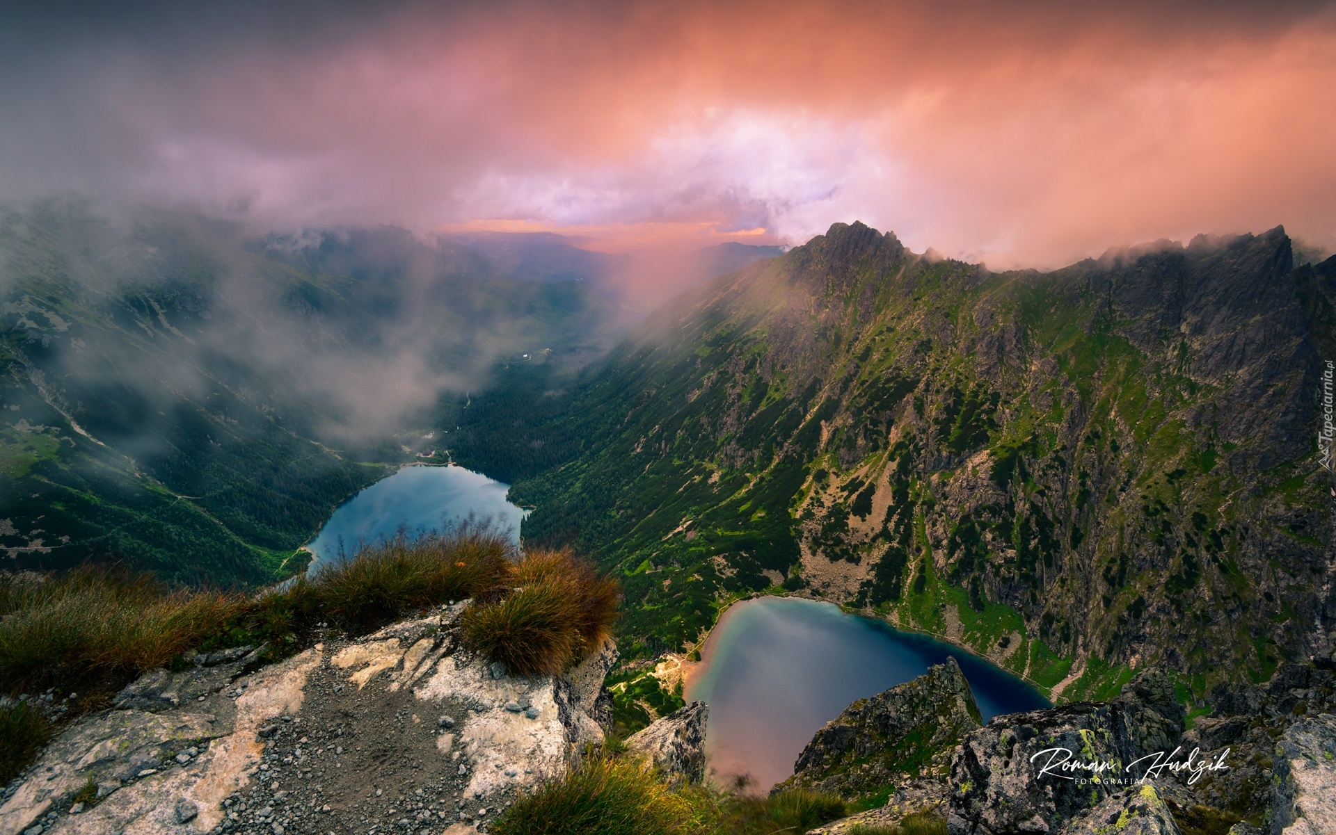 Góry, Tatry, Jeziora, Czarny Staw, Skały, Roślinność, Mgła, Polska