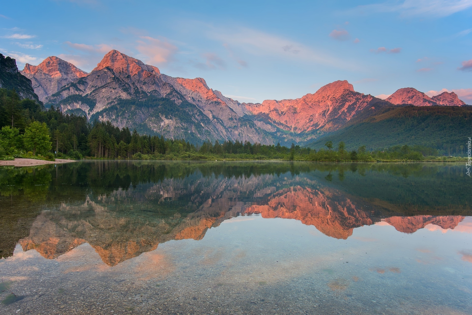 Jezioro Almsee, Dolina Almtal, Góry, Alpy, Austria