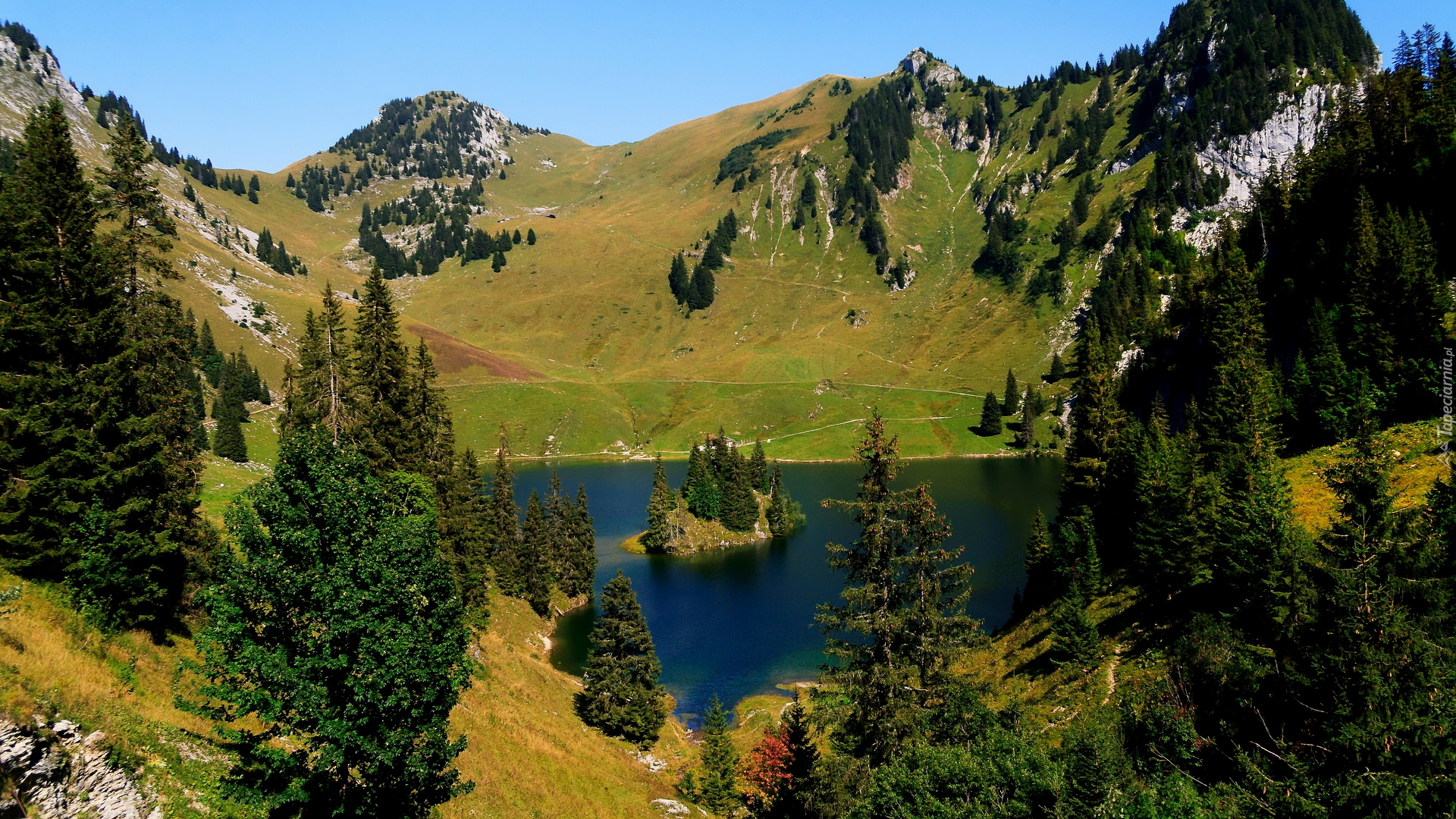 Jezioro Bergsee, Góry, Kanton Berno, Szwajcaria