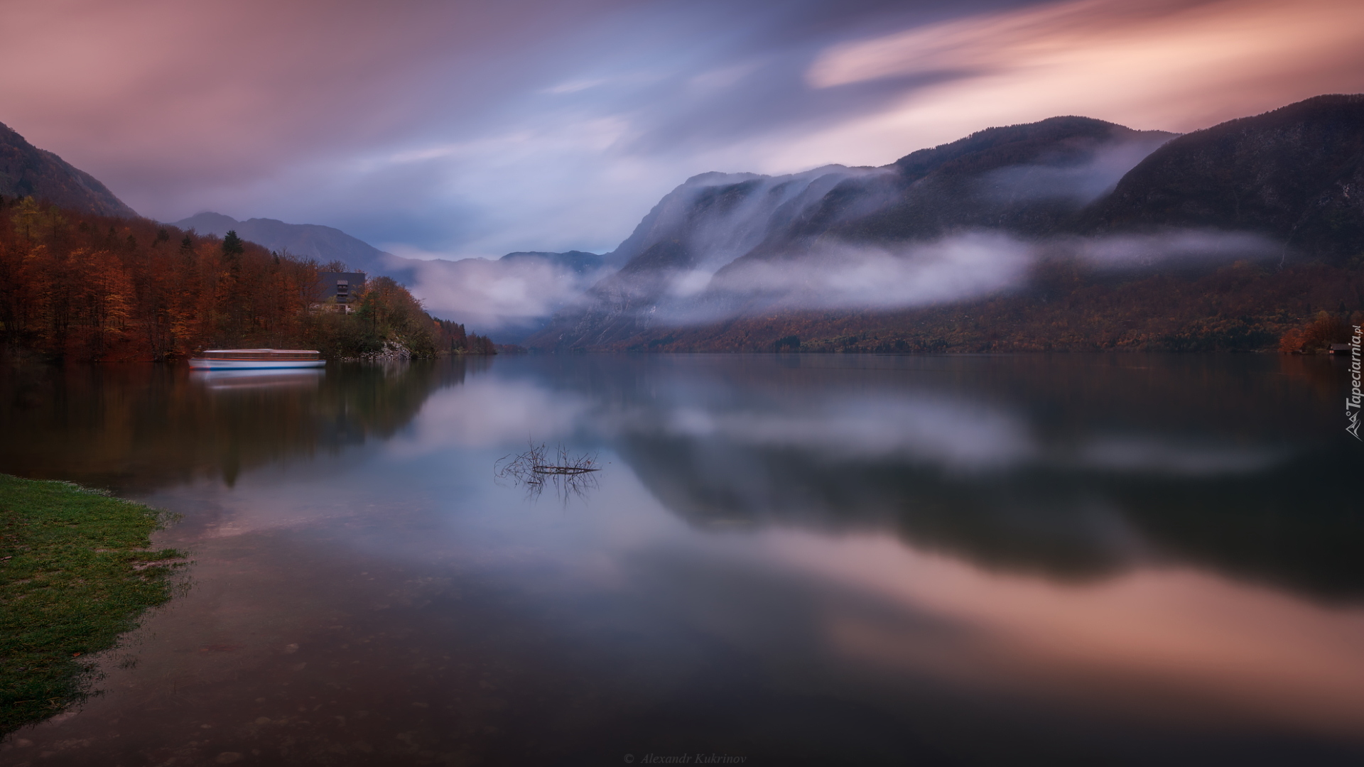 Jezioro Bohinjsko, Góry, Alpy Julijskie, Triglavski Park Narodowy, Bohinj, Słowenia