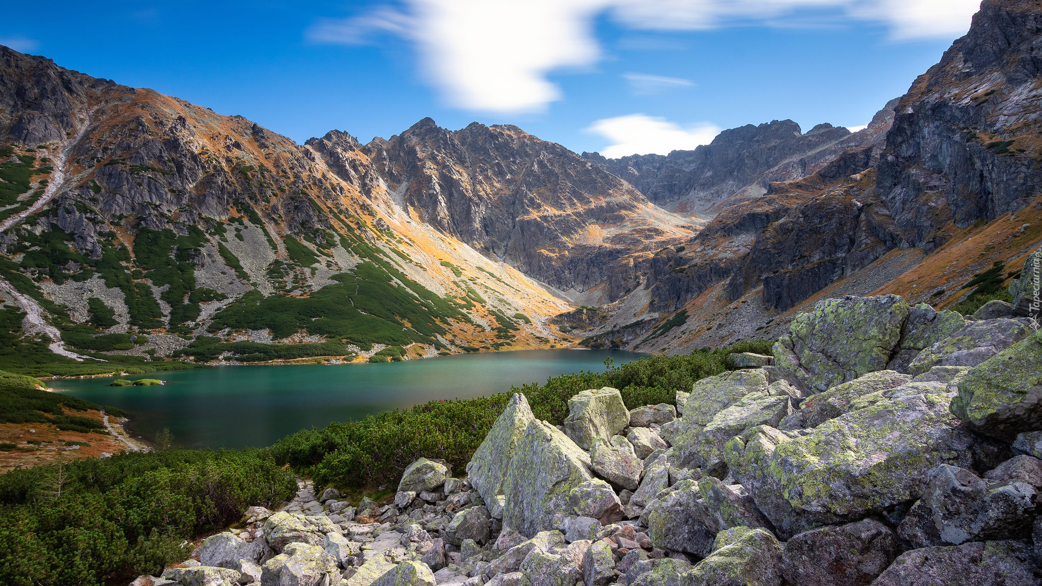 Polska, Tatrzański Park Narodowy, Góry, Tatry, Jezioro, Czarny Staw pod Rysami, Skały, Kamienie