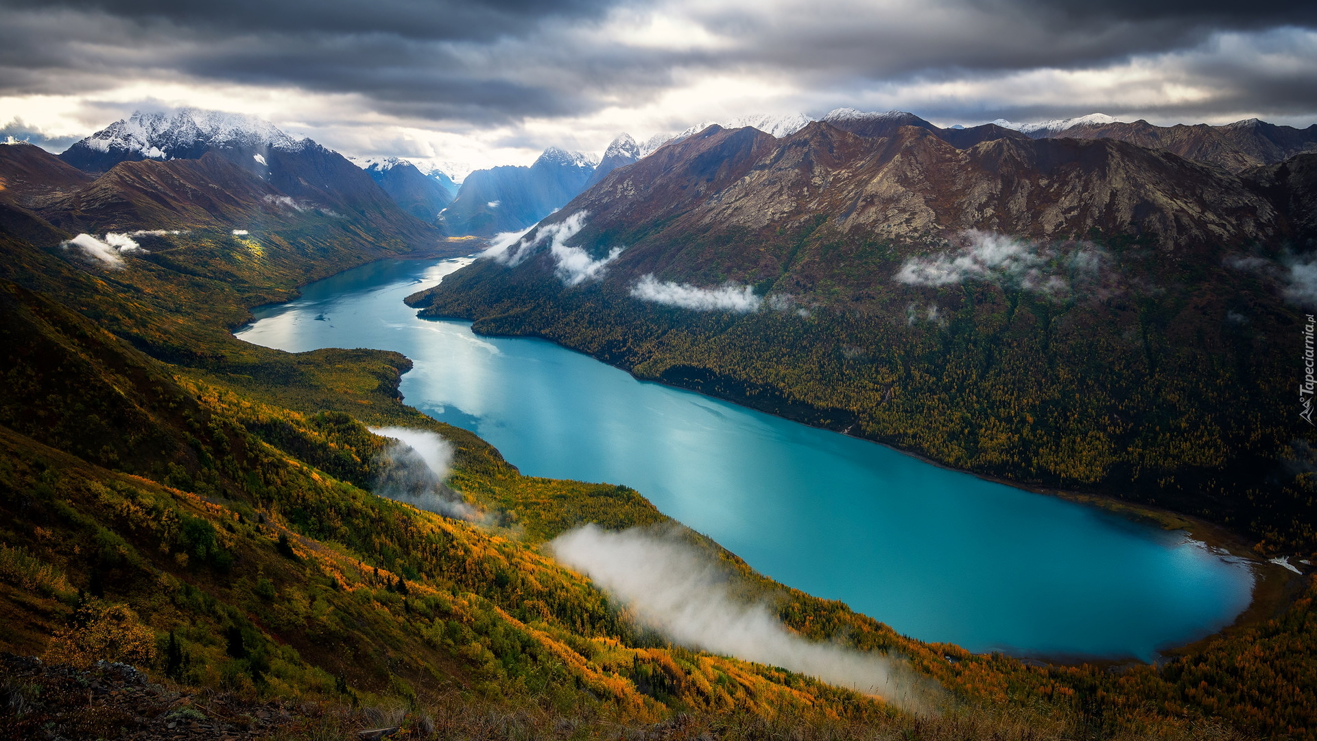 Jezioro, Eklutna Lake, Góry, Gmina Anchorage, Alaska, Stany Zjednoczone