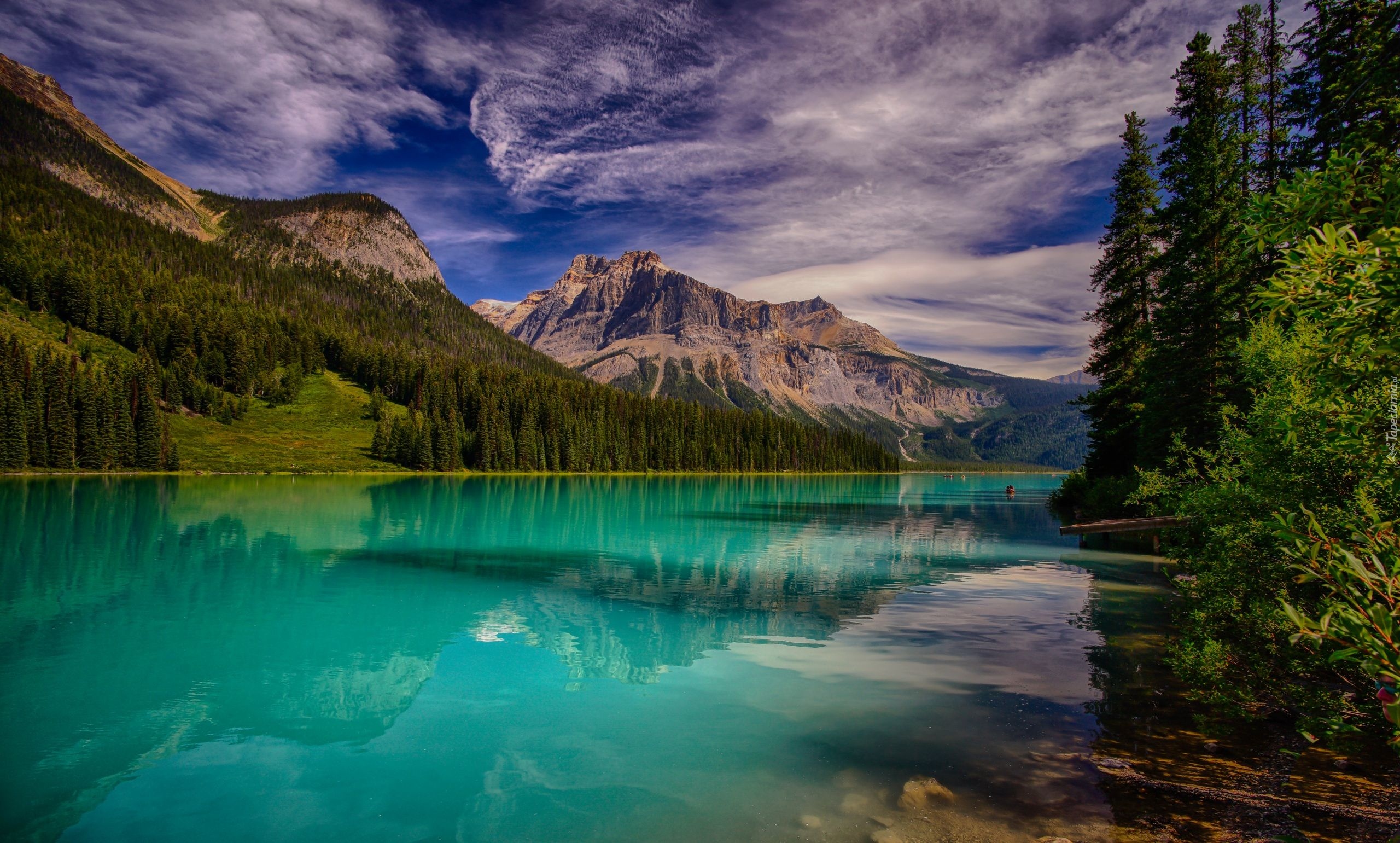 Kanada, Park Narodowy Yoho, Jezioro Emerald Lake, Góry, Lasy