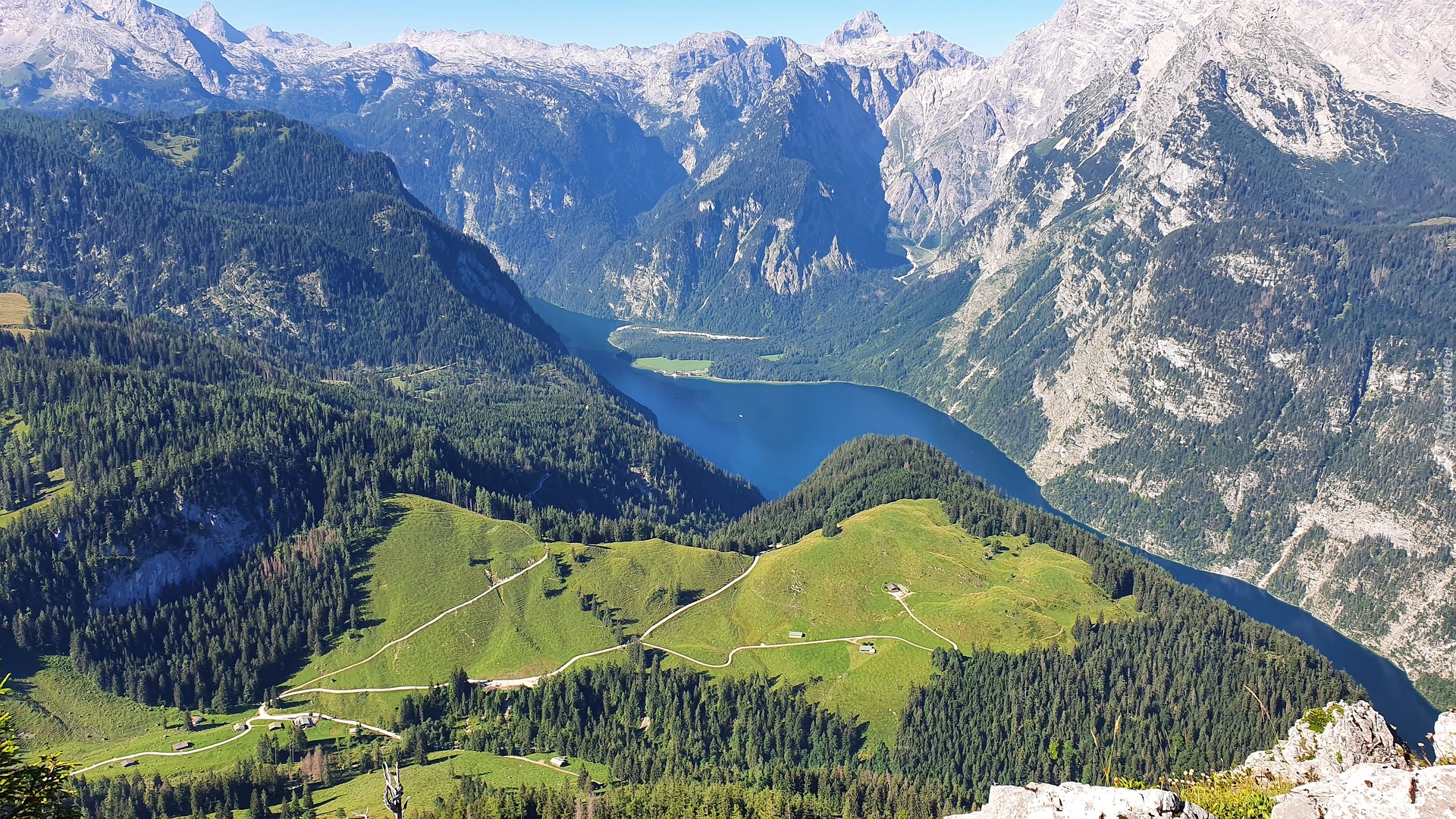 Jezioro Konigssee, Góry, Alpy Bawarskie, Park Narodowy Berchtesgaden, Bawaria, Niemcy