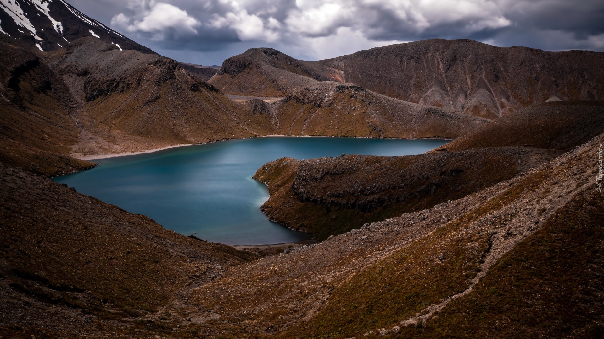 Park Narodowy Tongariro, Jezioro, Tama Lake, Góry, Region Manawatu-Wanganui, Wyspa Północna, Nowa Zelandia