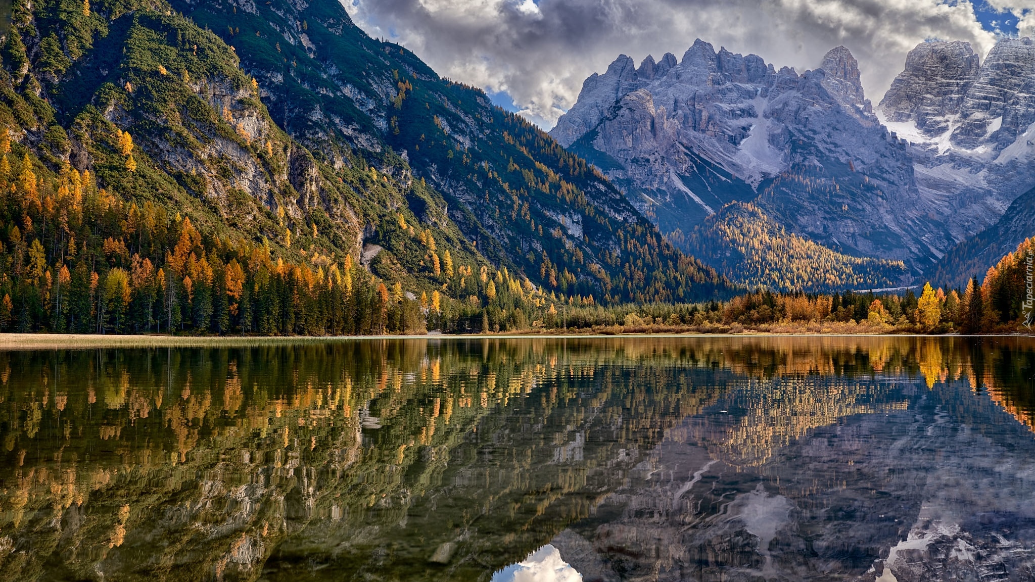 Góry, Dolomity, Jezioro, Lago di Landro, Park przyrody Tre Cime, Włochy