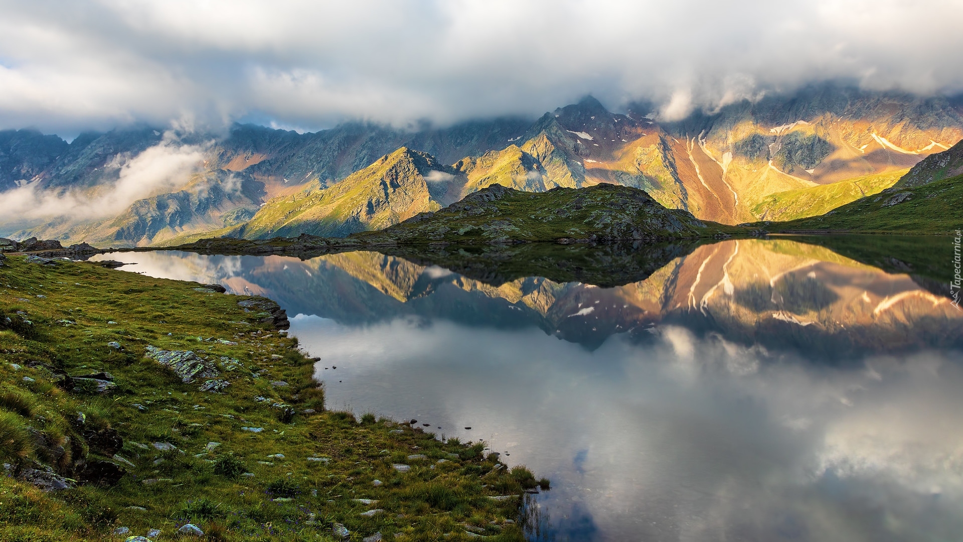 Góry, Alpy, Jezioro, Lago Nero, Gavia Pass, Skały, Odbicie, Włochy