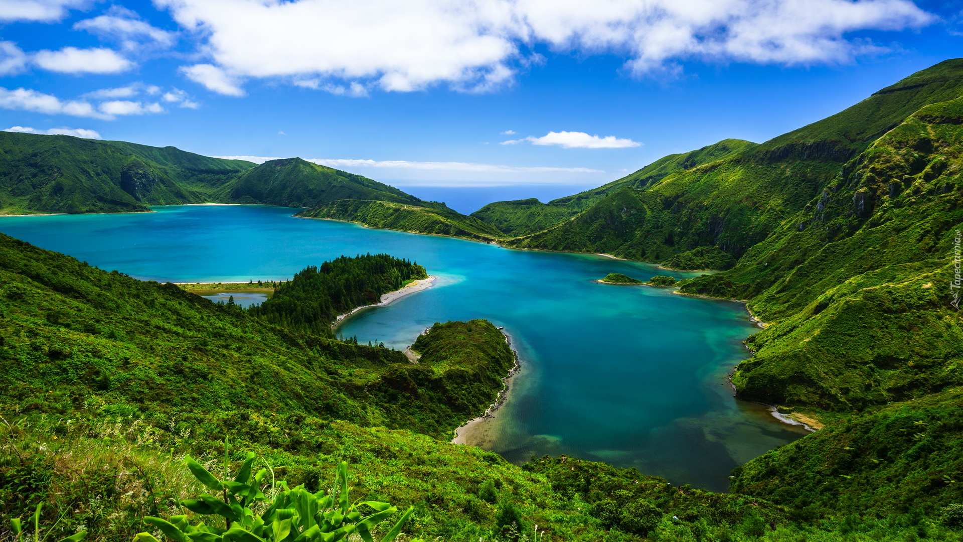 Jezioro, Lagoa de Fodo, Góry, Azory, Wyspa, Sao Miguel, Portugalia