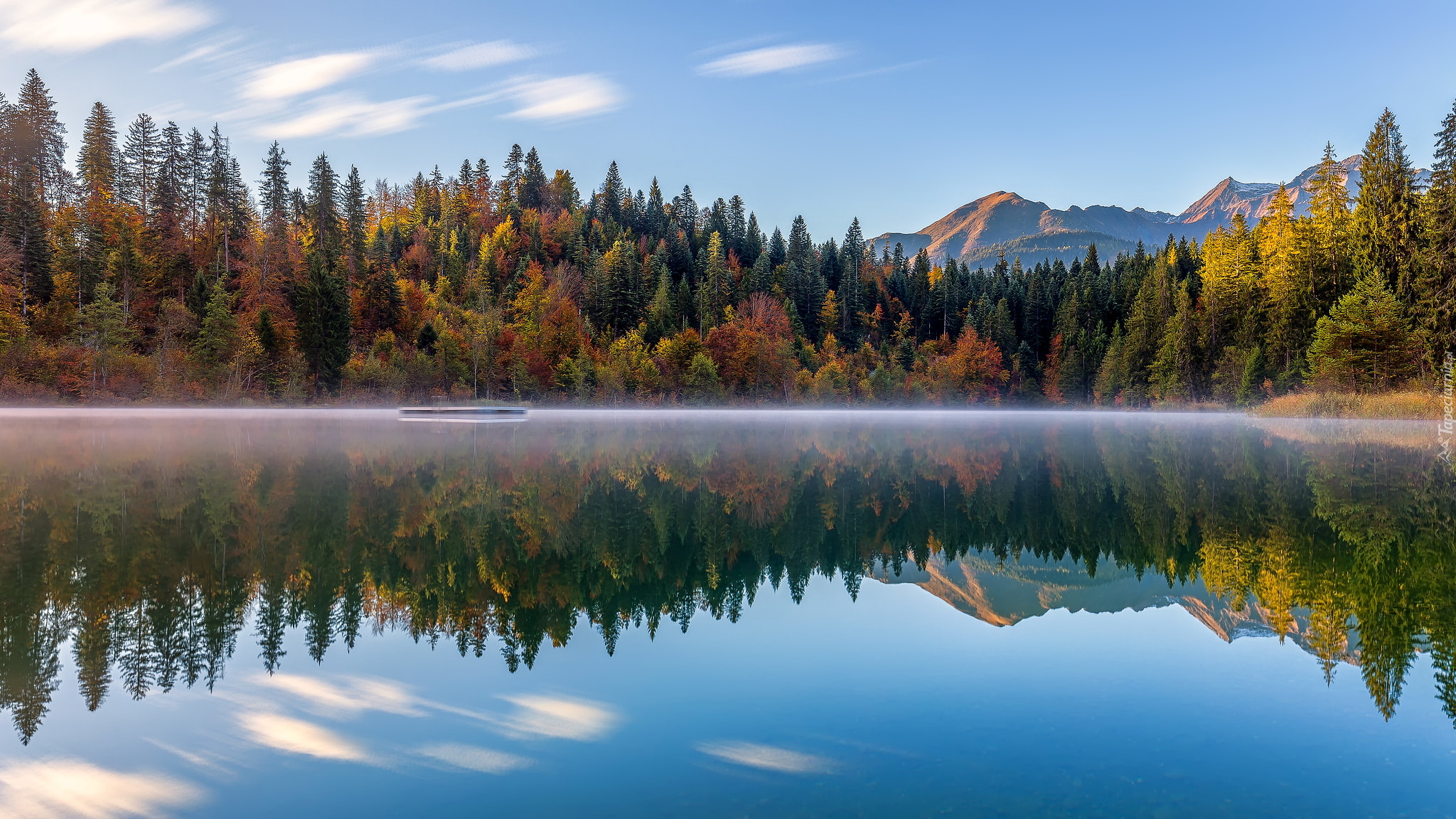 Jezioro, Lake Cresta, Góry, Las, Drzewa, Jesień, Kanton Gryzonia, Szwajcaria