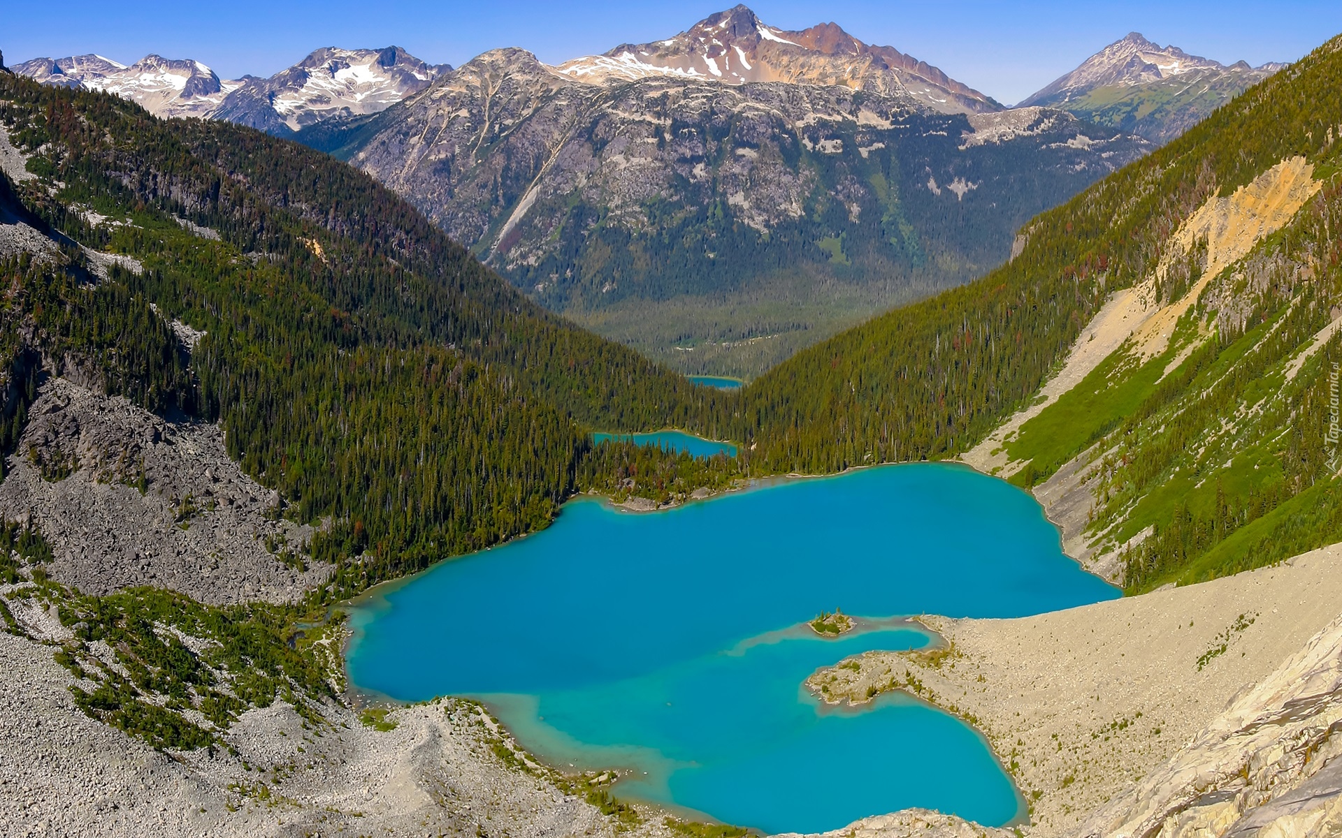 Kanada, Kolumbia Brytyjska, Park prowincjonalny Joffre Lakes, Jezioro, Middle Lake, Brzeg, Las, Góry