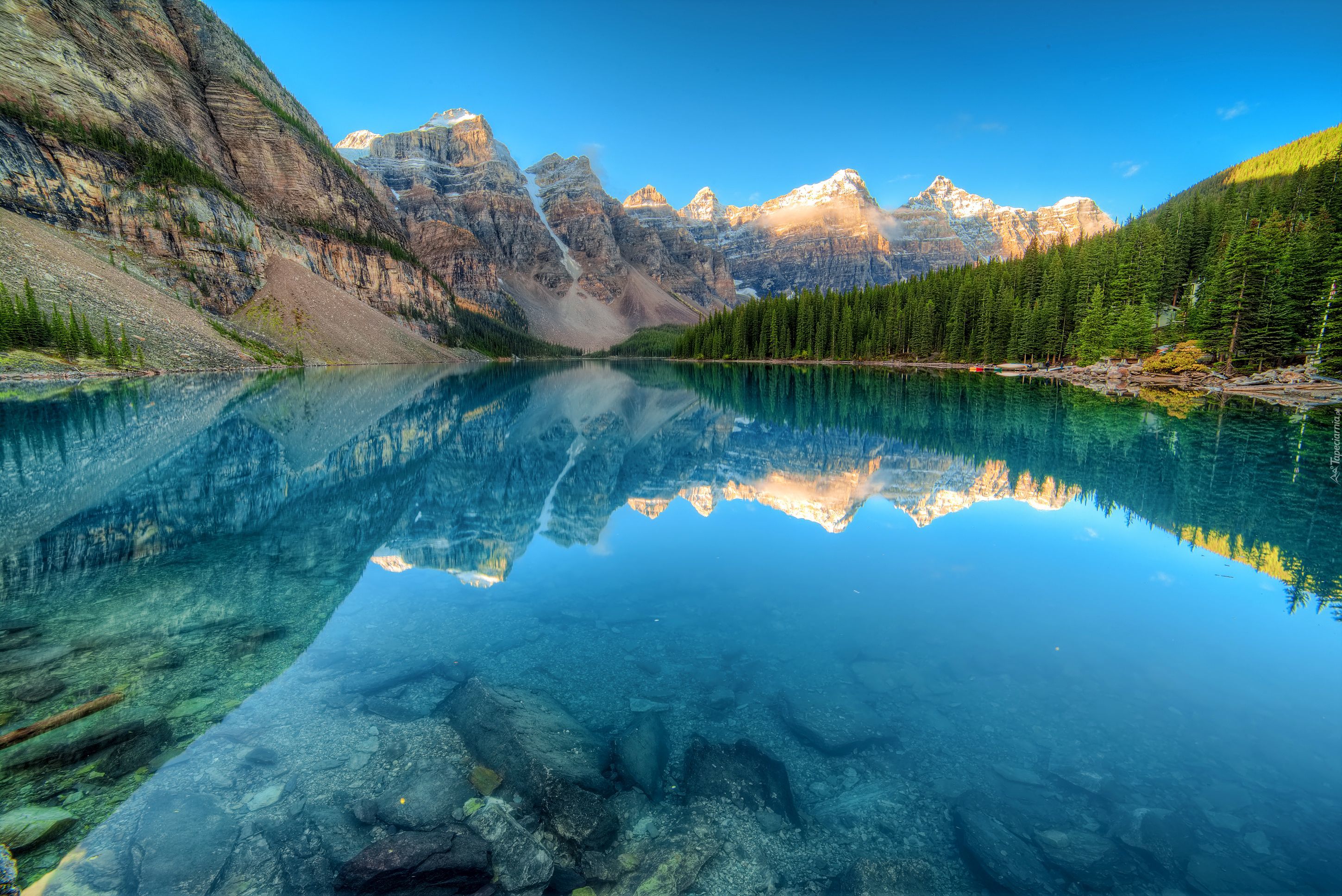 Kanada, Park Narodowy Banff, Góry, Lasy, Jezioro Moraine