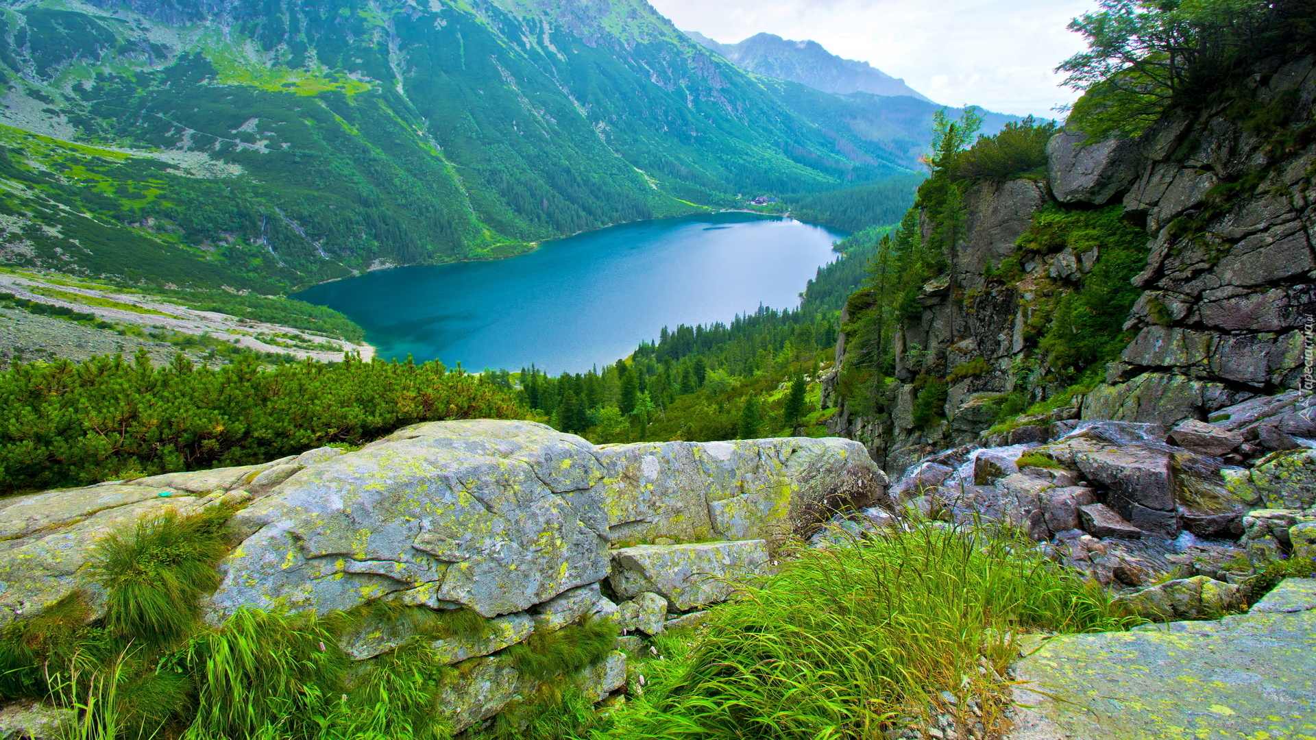 Góry, Tatry, Skały, Jezioro, Morskie Oko, Dolina Rybiego Potoku, Polska