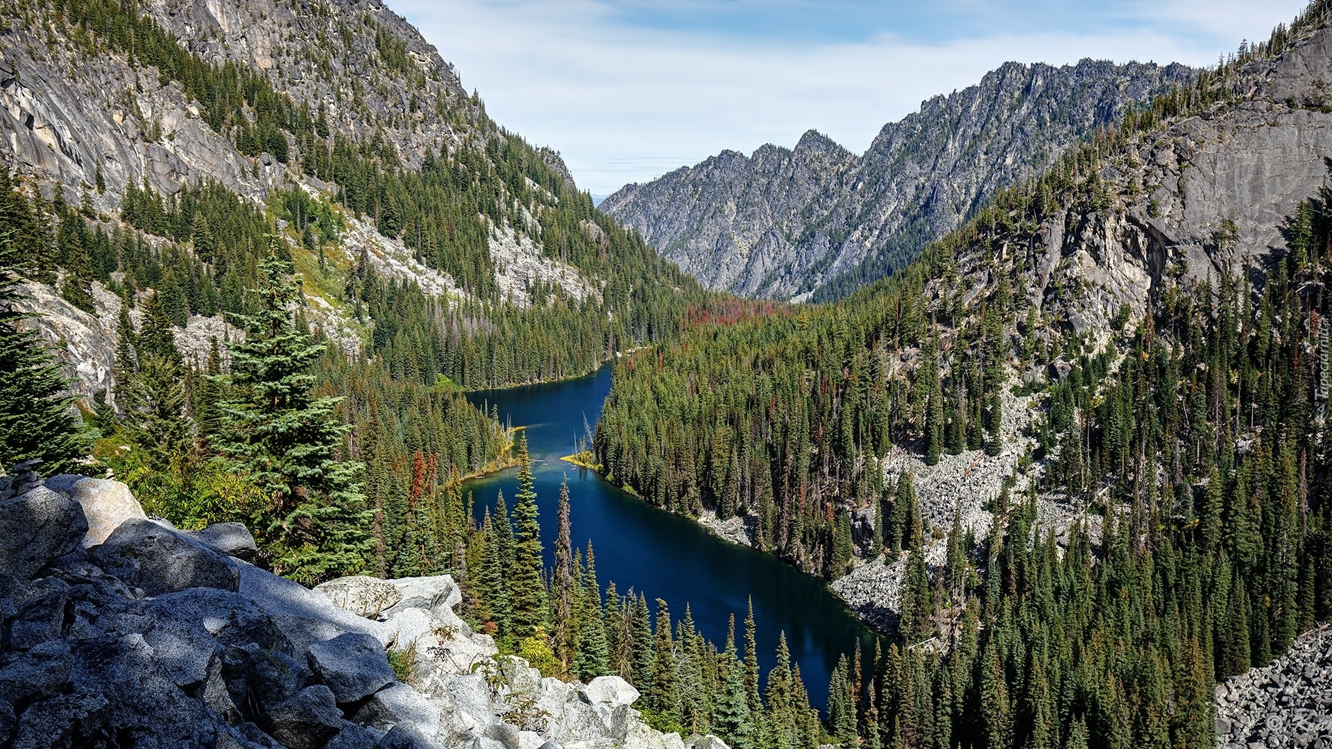 Góry Kaskadowe, Jezioro, Nada Lake, Drzewa, Stan Waszyngton, Stany Zjednoczone