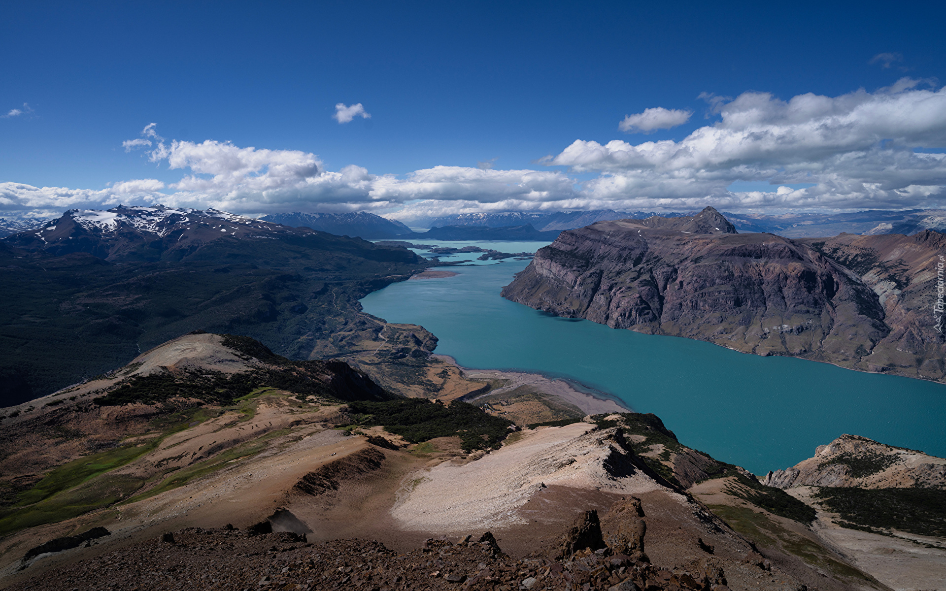 Argentyna, Patagonia, Góry, Andy Patagońskie, Jezioro, San Martin Lago, Niebo, Chmury