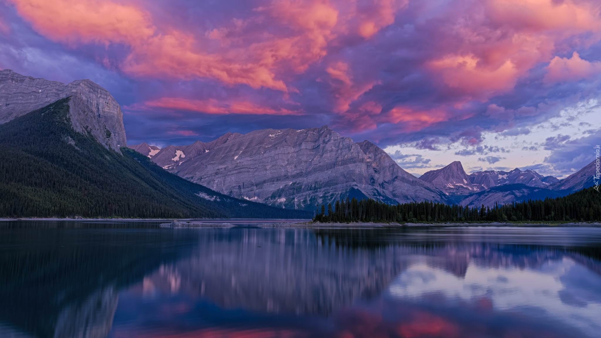 Góry, Jezioro Upper Kananaskis Lake, Alberta, Kanada