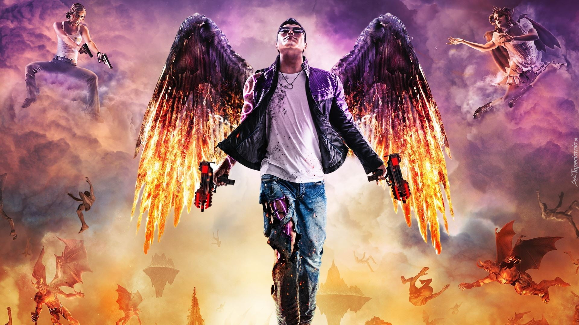 Gra, Saints Row Gat out of Hell, Postać, Johny Gat Render, Anioł, Broń, Pistolety, Bitwa