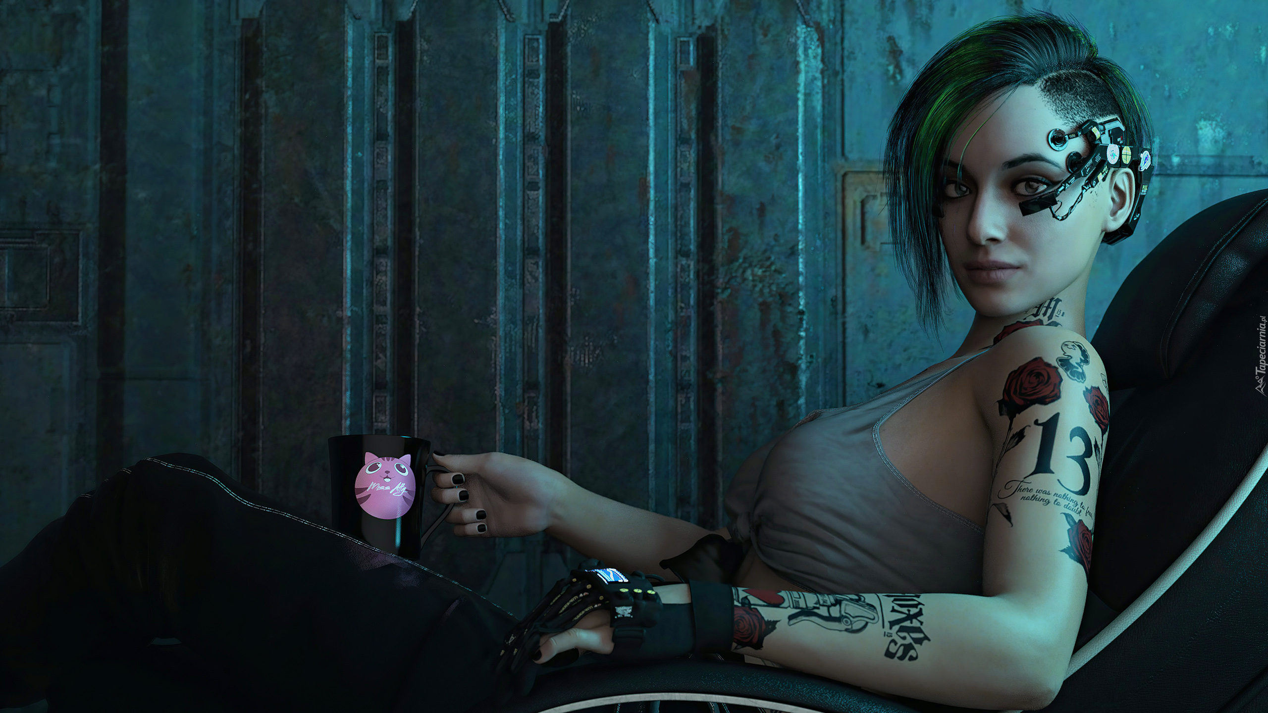 Gra, Cyberpunk 2077, Postać, Judy Alvarez, Tatuaż