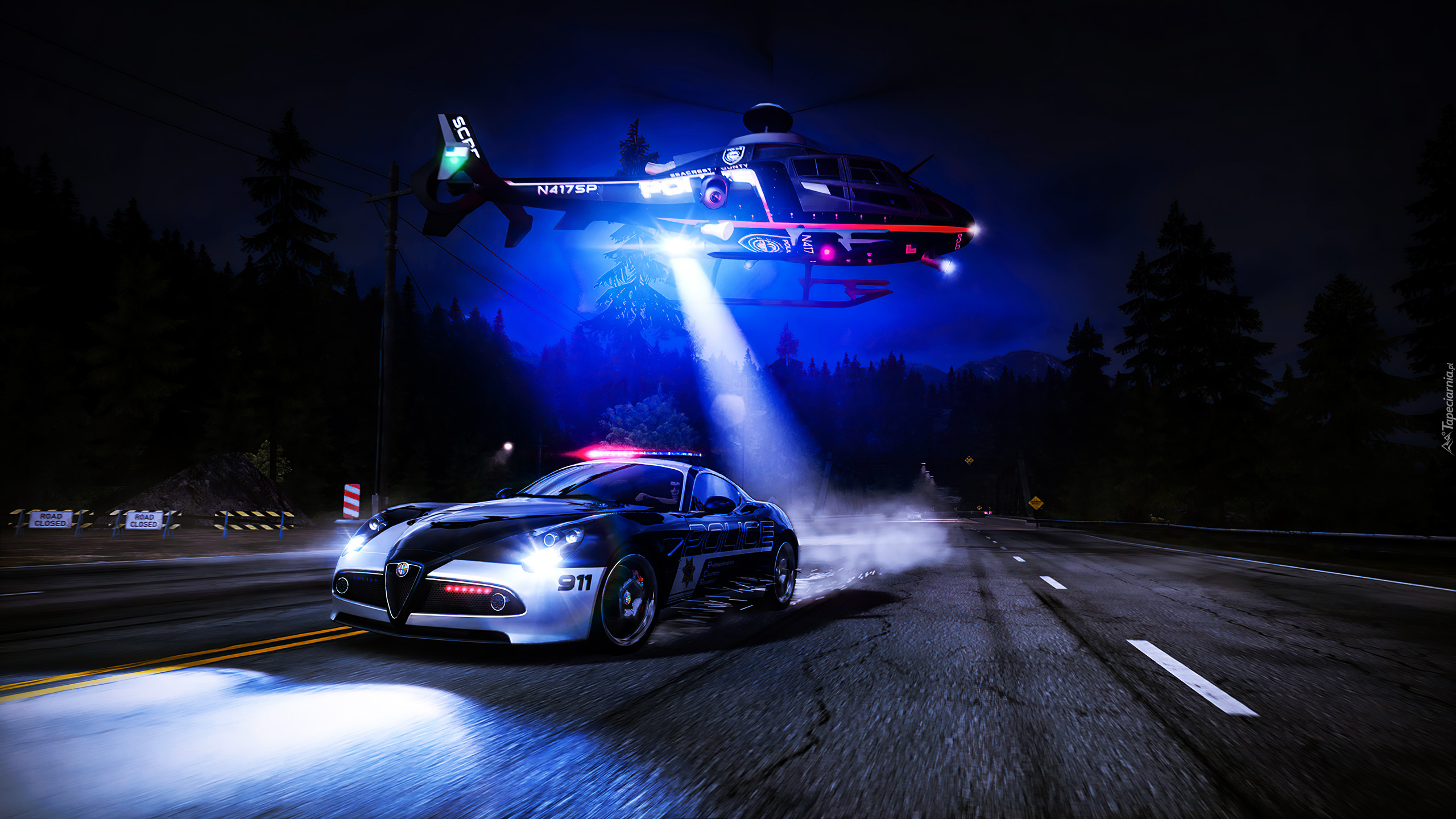 Gra, Need for Speed Hot Pursuit Remastered, Samochód policyjny, Helikopter