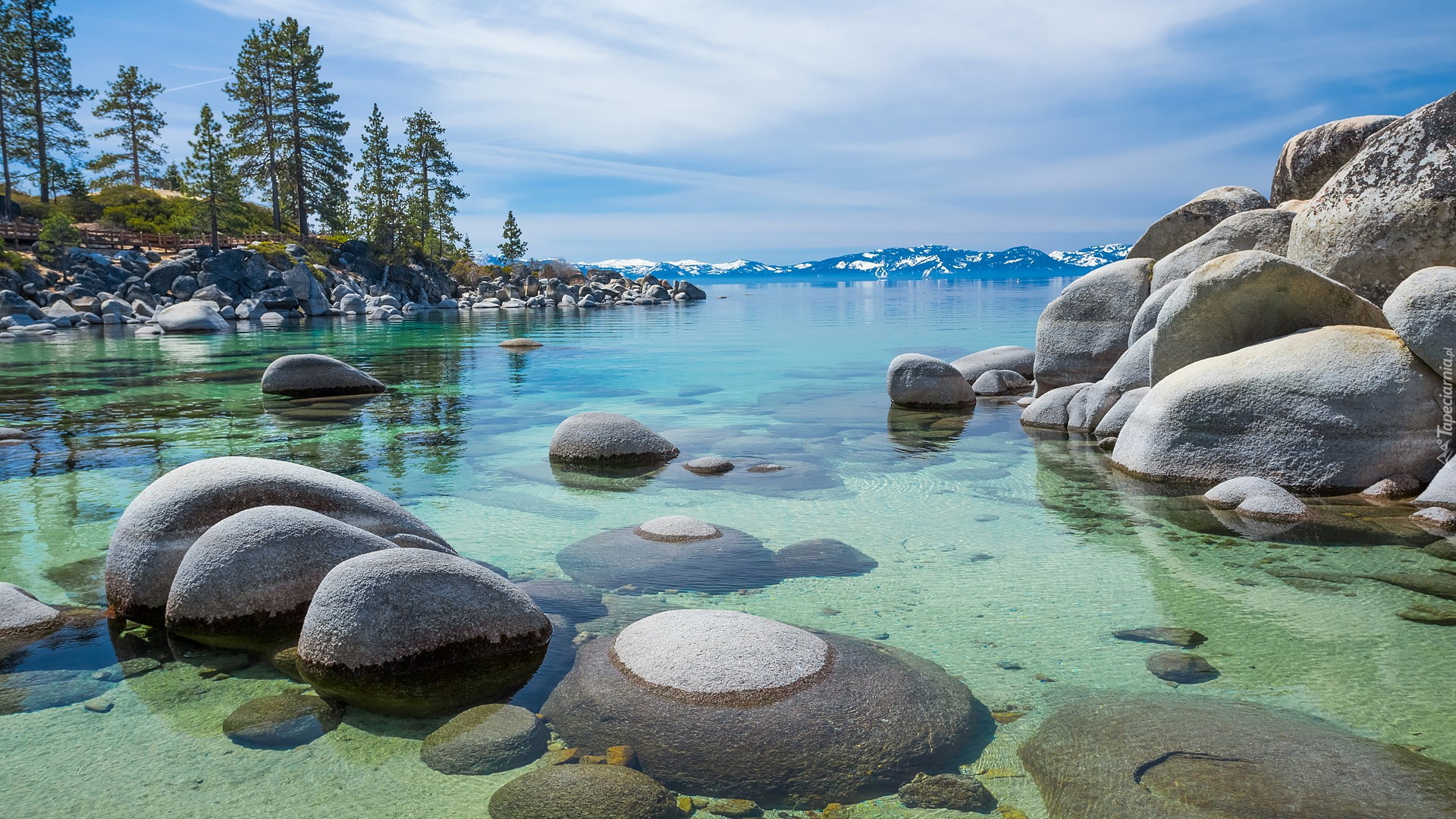 Jezioro, Tahoe Lake, Kamienie, Głazy, Drzewa, Kalifornia, Stany Zjednoczone
