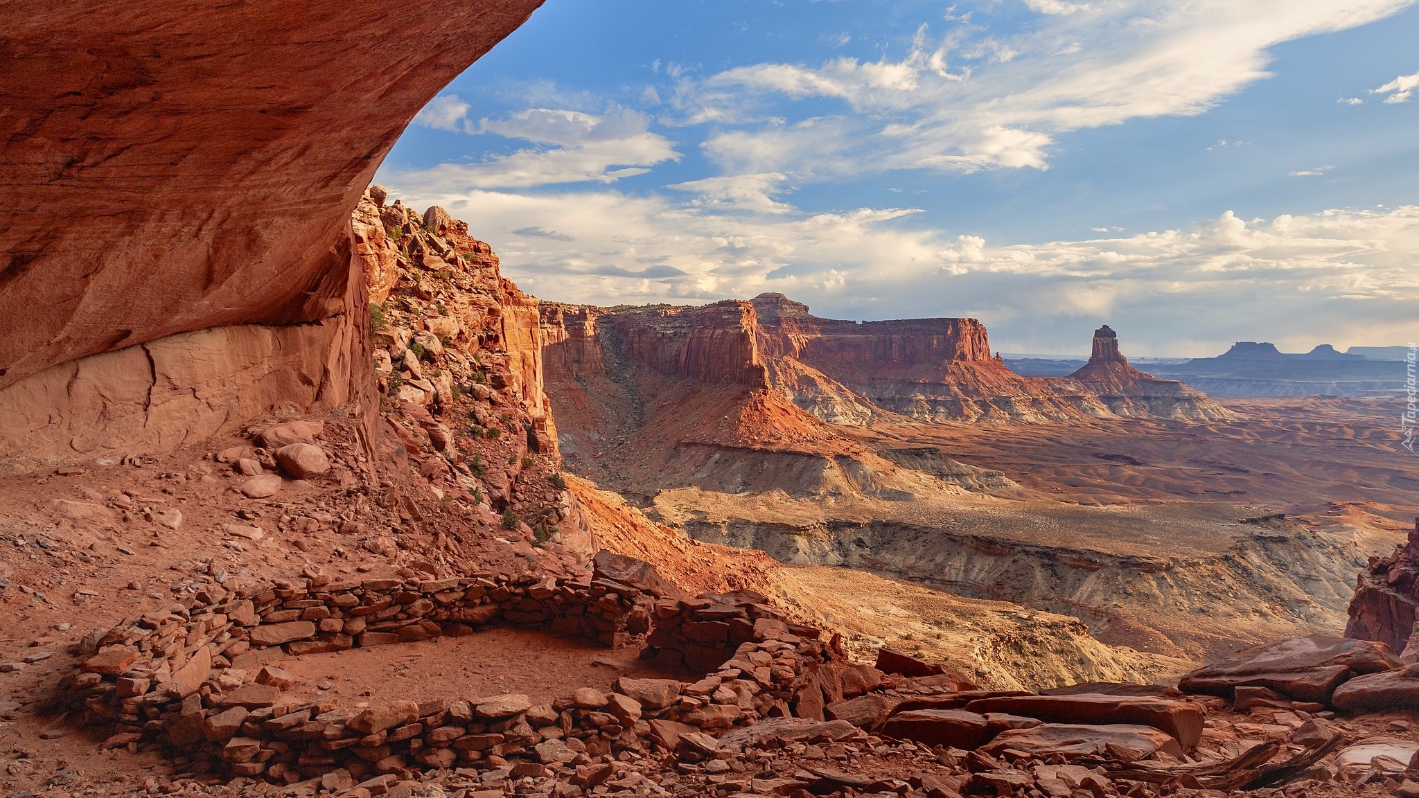 Stany Zjednoczone, Stan Utah, Park Narodowy Canyonlands, Krąg kamienny, False Kiva, Kanion, Skały