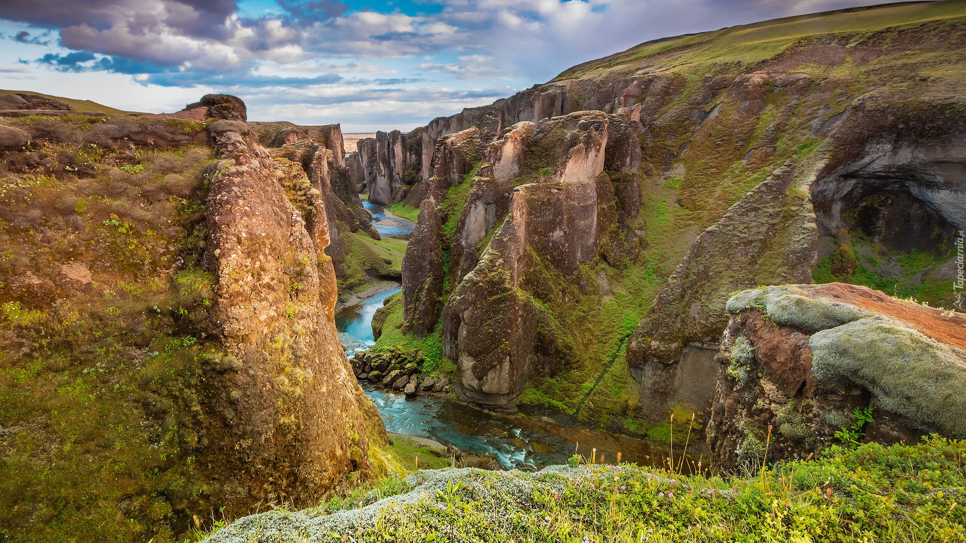 Góry, Skały, Kanion Fjadrargljufur, Rzeka Fjadra, Islandia