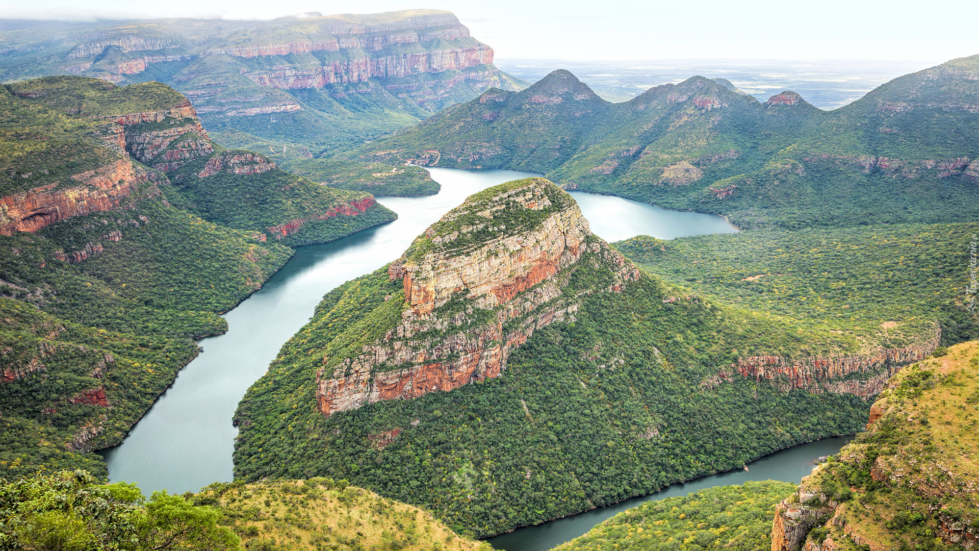 Góry Smocze, Kanion, Rzeka, Blyde River, Lasy, Drzewa, Skały, Prowincja Mpumalanga, Republika Południowej Afryki