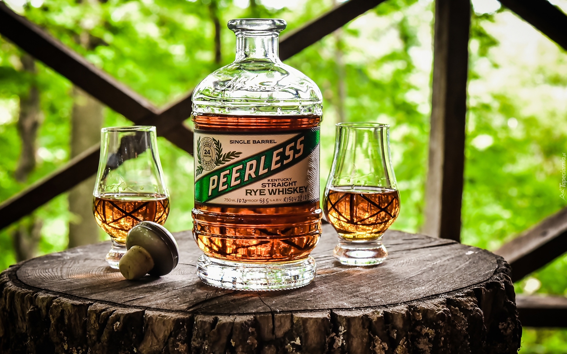 Kentucky Peerless Rye Whiskey, Butelka, Kieliszki