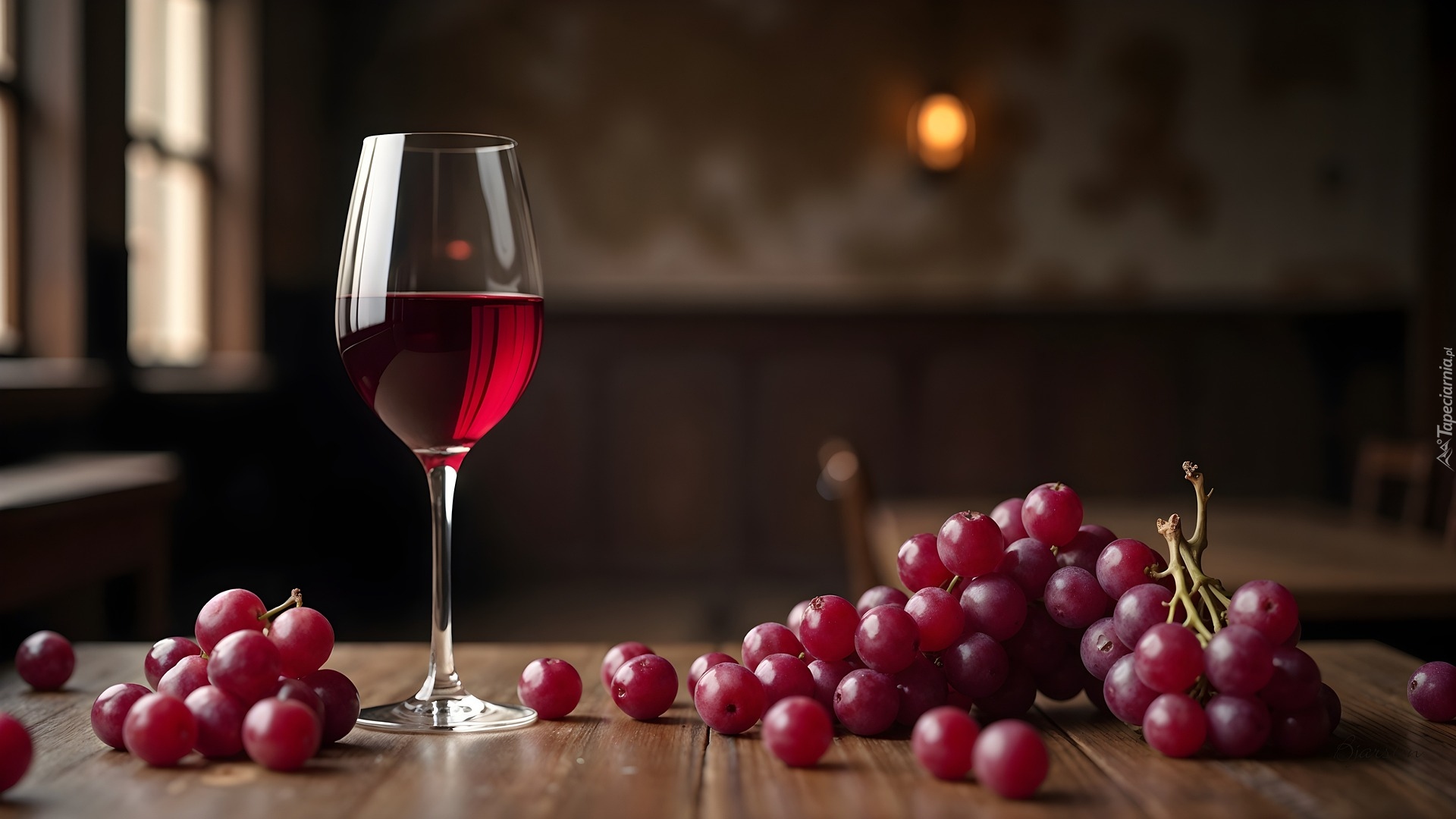 Kieliszek, Wino, Czerwone, Winogrona