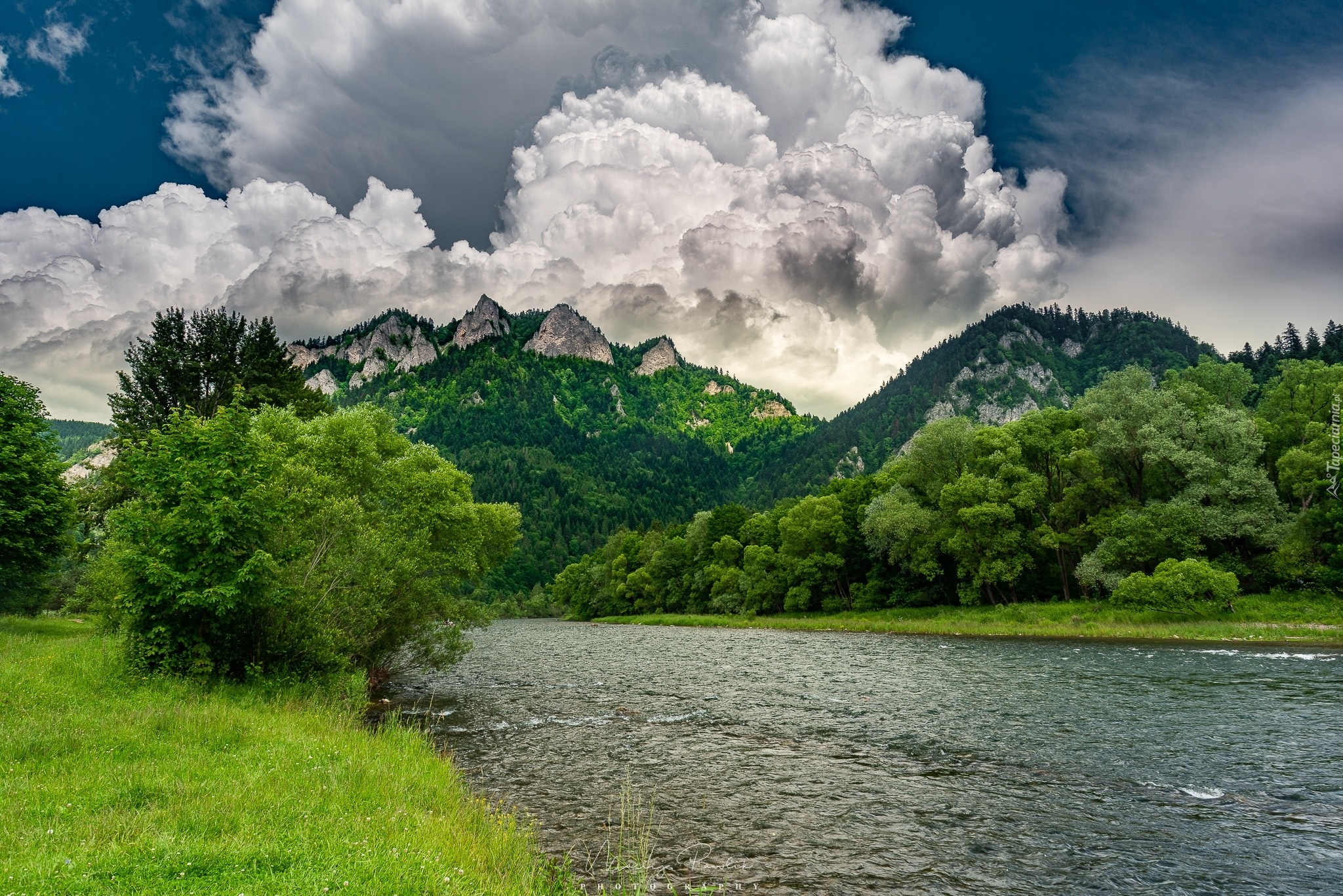 Rzeka Dunajec, Chmury, Góry, Trzy Korony, Pieniny, Polska