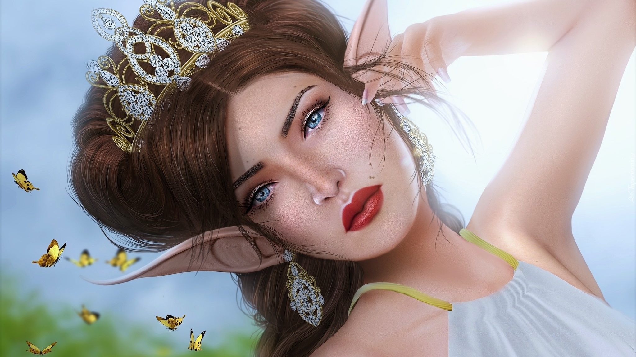 Fantasy, Kobieta, Elf, Diadem