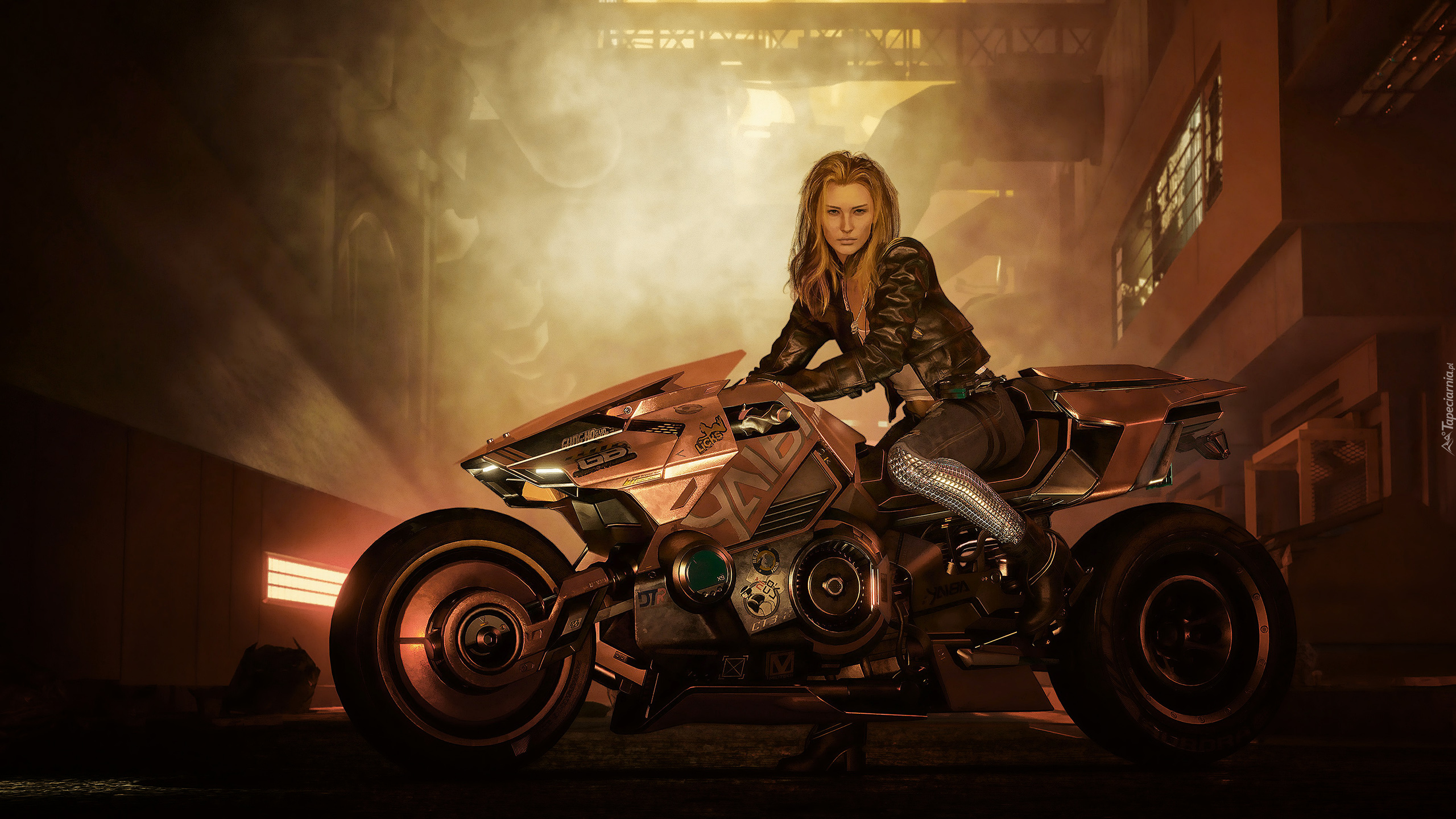 Gra, Cyberpunk 2077, Kobieta, Motocykl