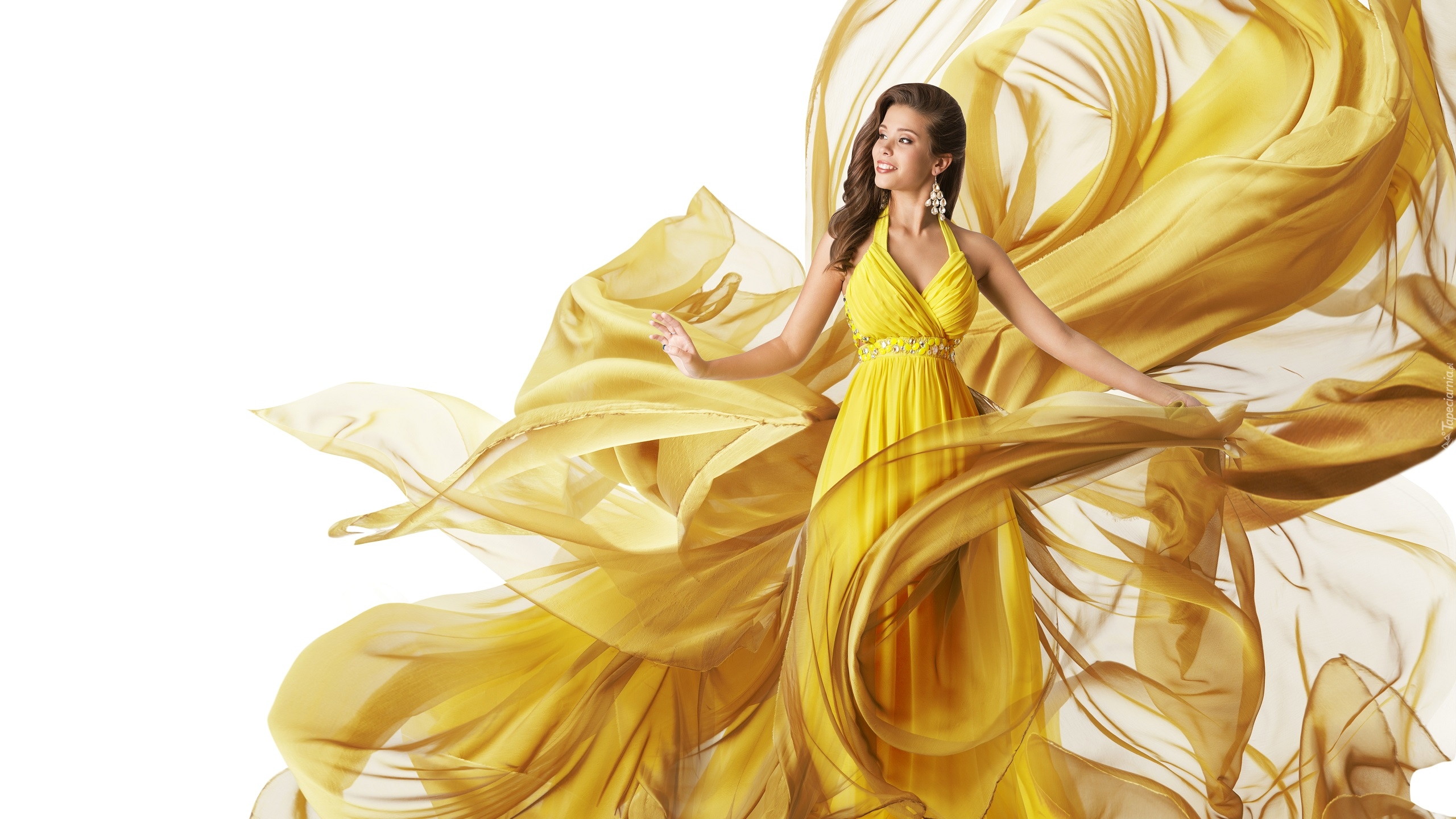 Kobieta, Żółta, Suknia