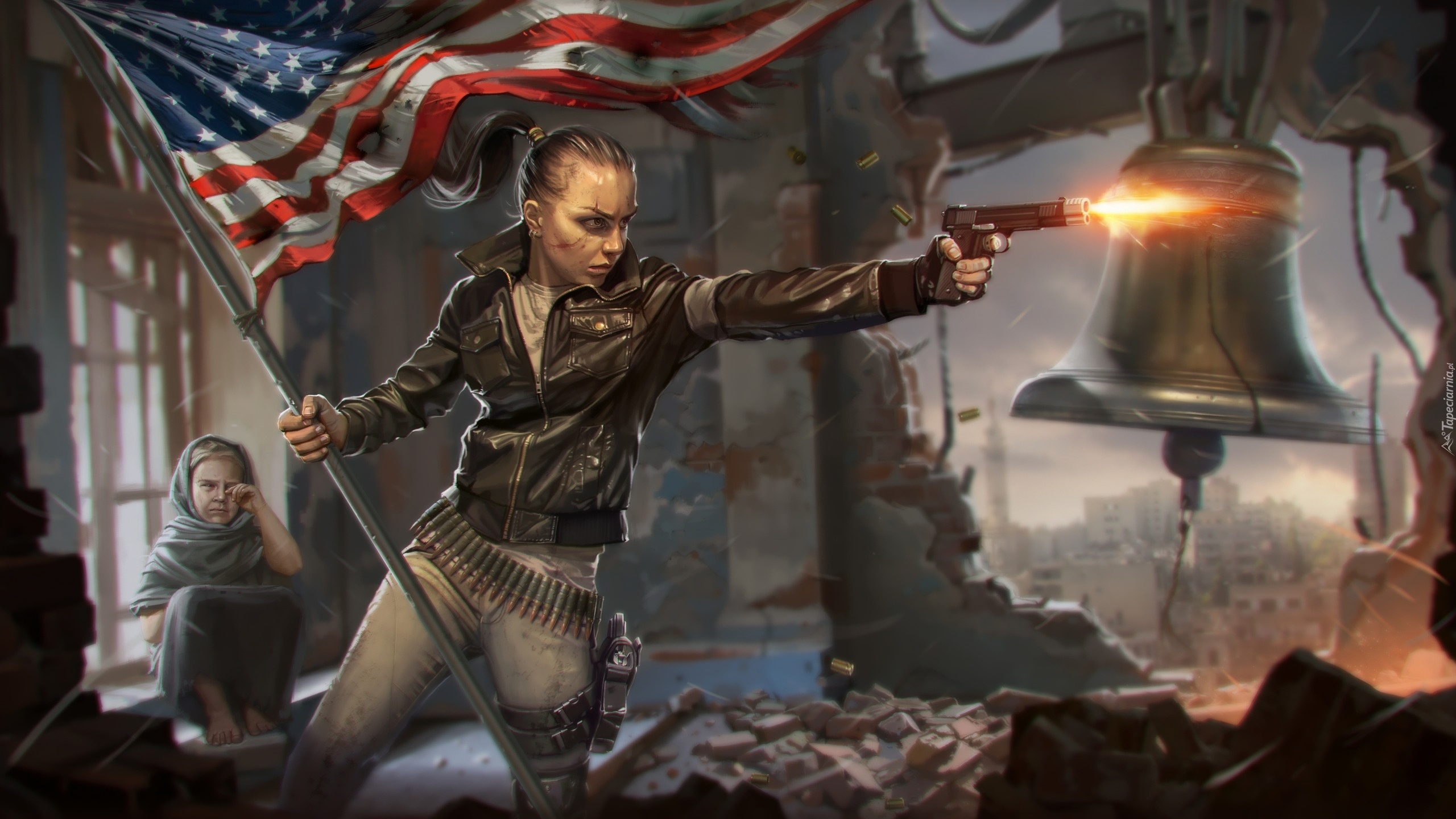 Gra, Homefront The Revolution, Flaga, Stanów Zjednoczonych, Wojna, Płaczące, Dziecko