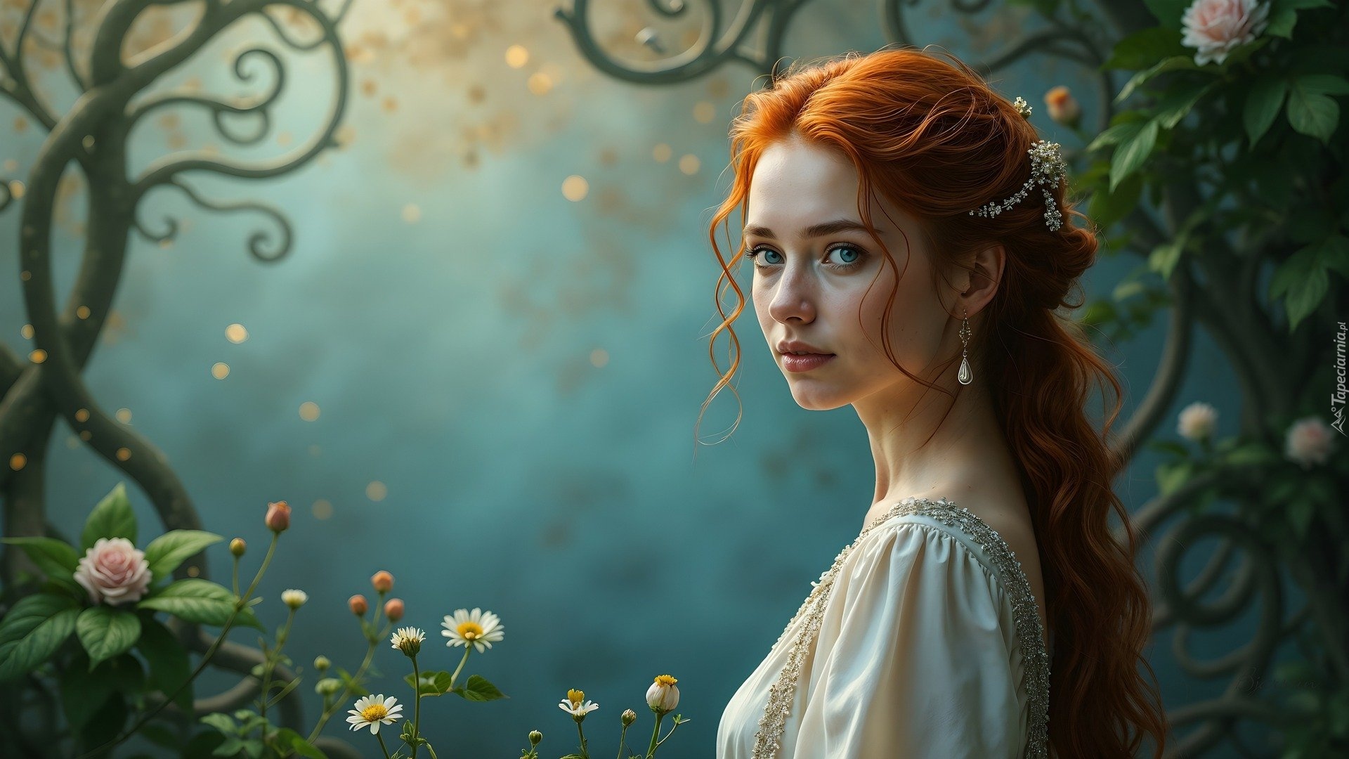 Kobieta, Długie, Rude, Włosy