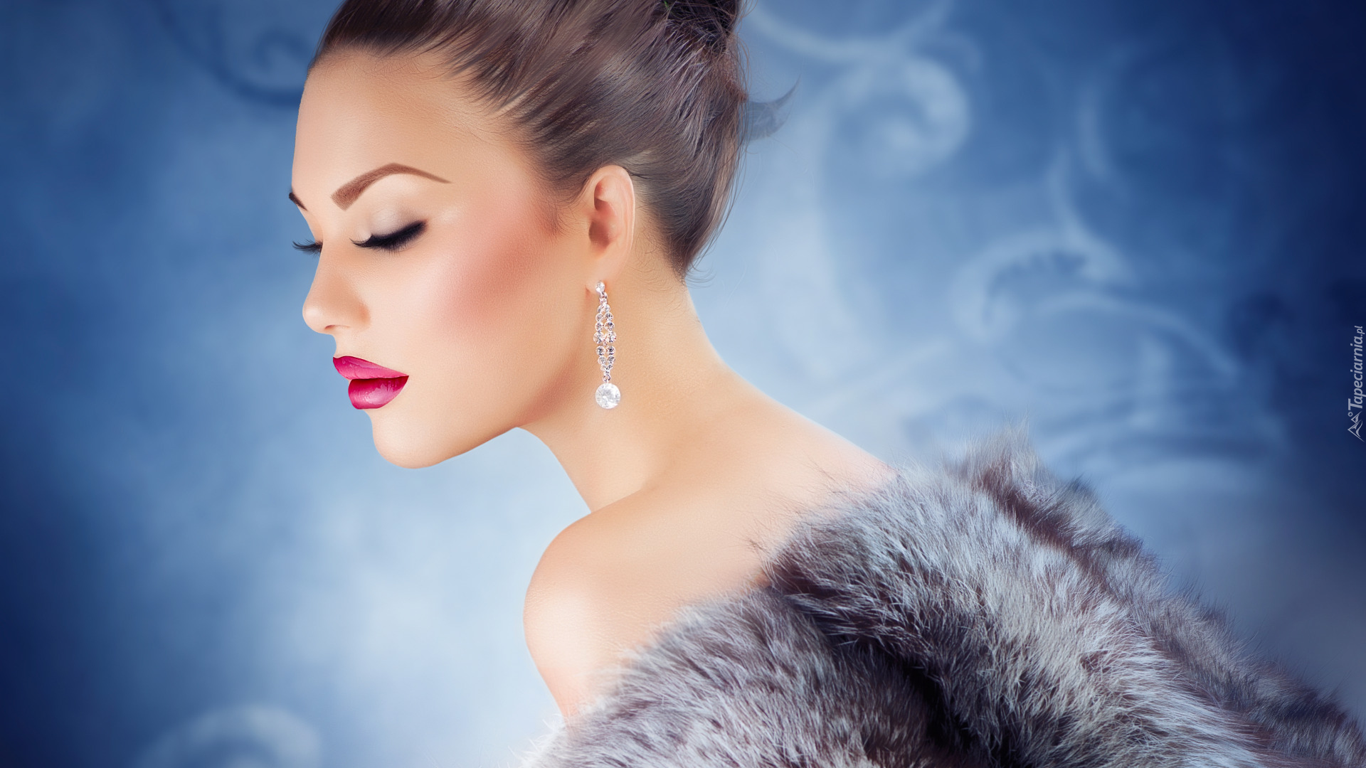 Kobieta, Kolczyk, Makijaż