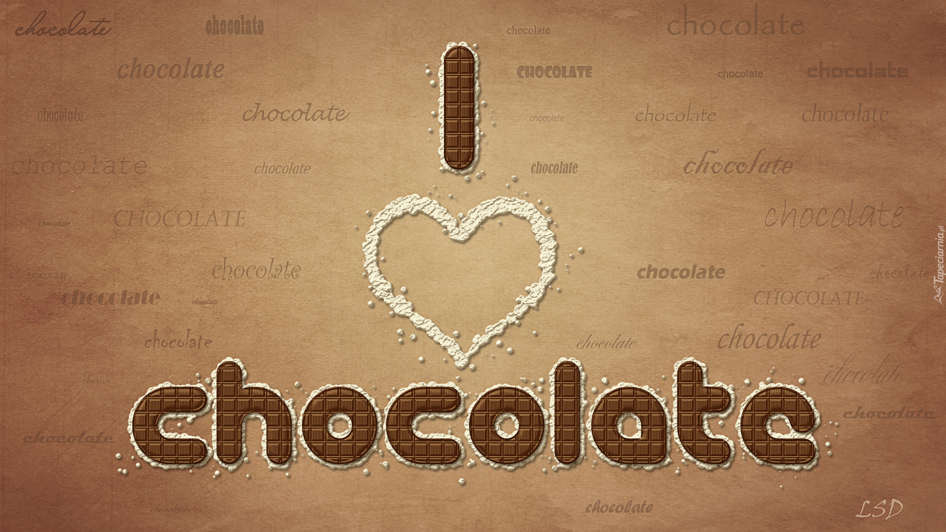 Grafika, Serce, Napis, I Love Chocolate