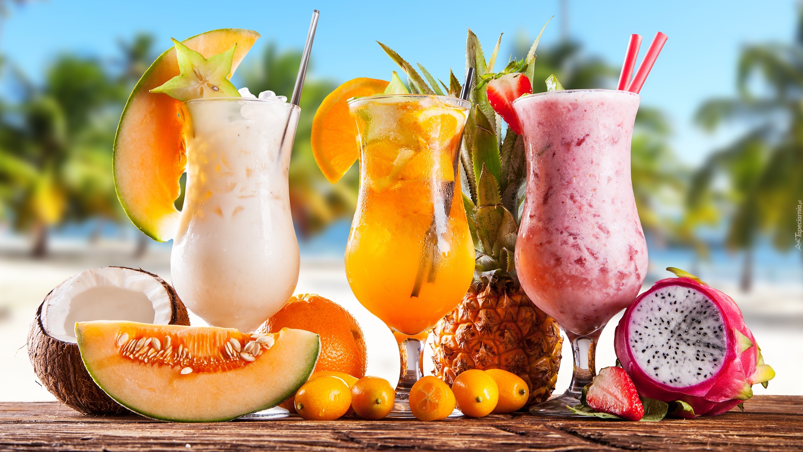 Owocowe, Koktajle, Pitaja, Melon