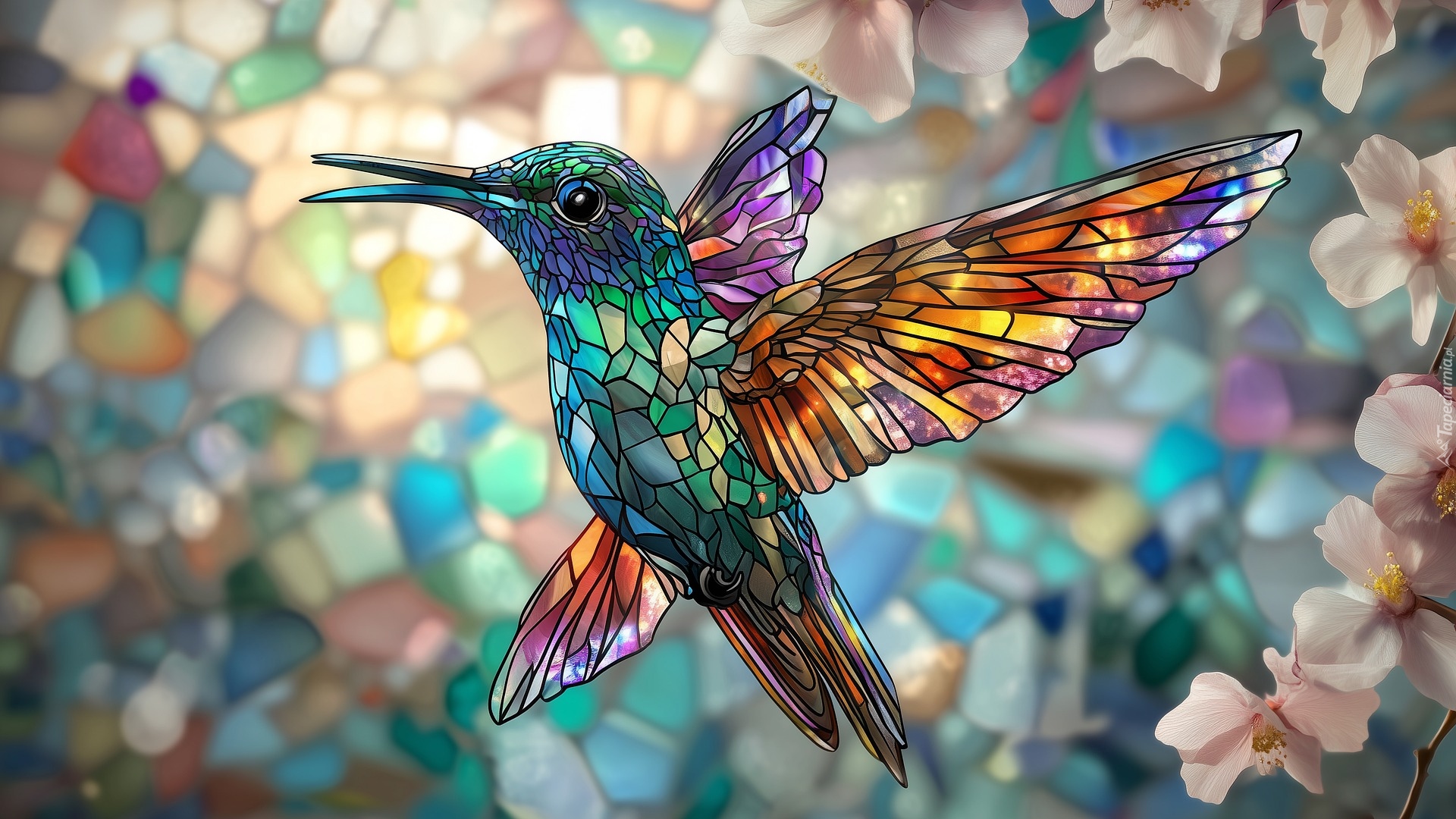 Witraż, Ptak, Koliber, Dekoracja