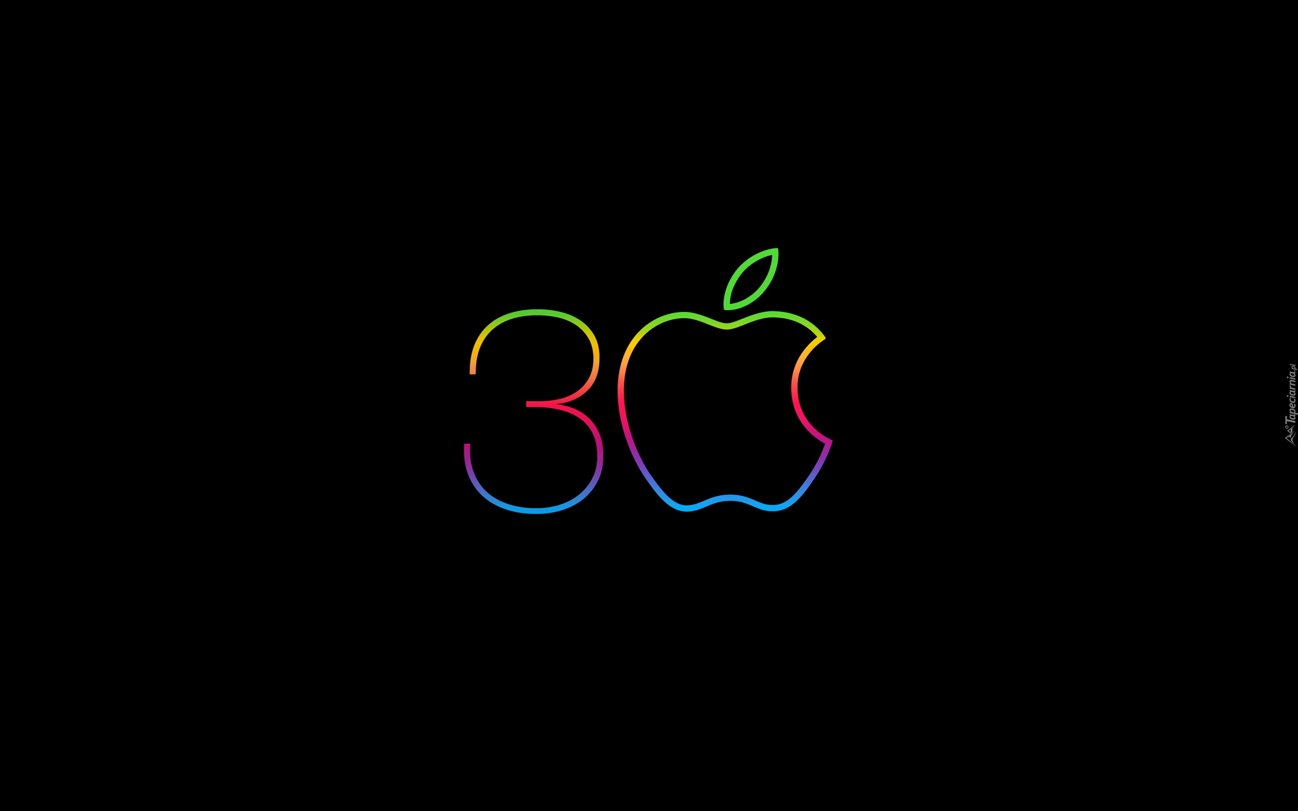 Logo, Apple, Kolorowe, Cyfra, 3, Czarne, Tło, 2D