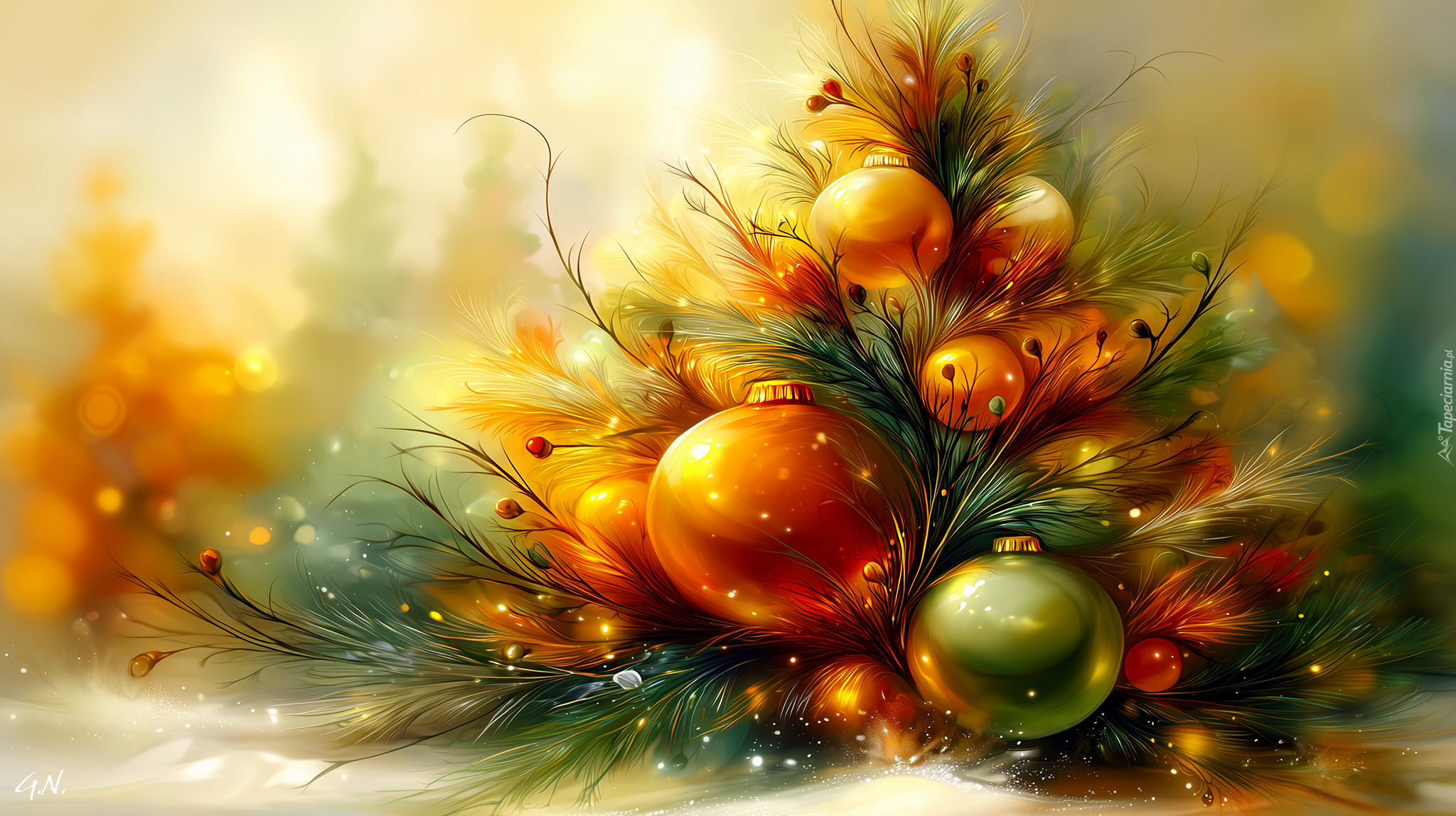 Boże Narodzenie, Choinka, Duże, Bombki, AI