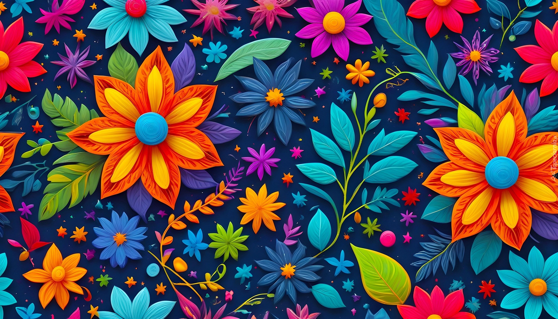 Kolorowe, Kwiaty, Grafika AI