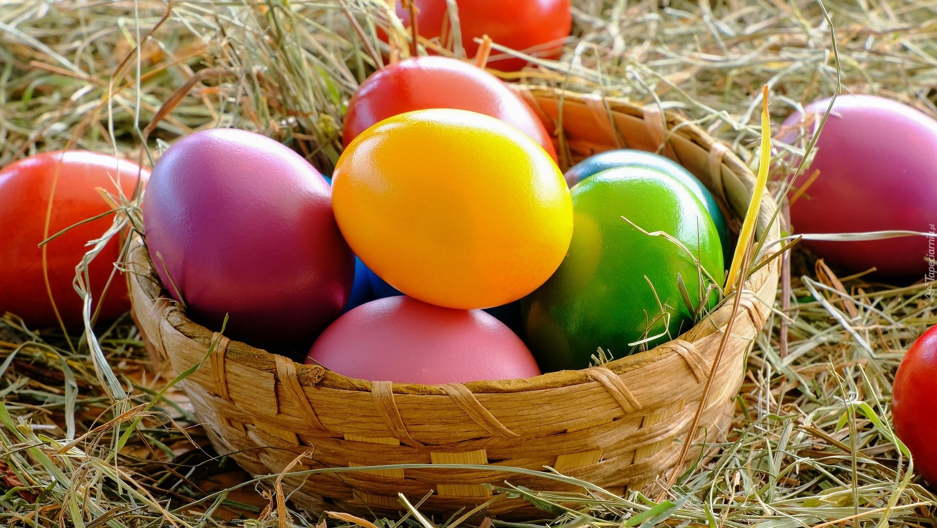 Wielkanoc, Jajka, Kolorowe, Koszyk