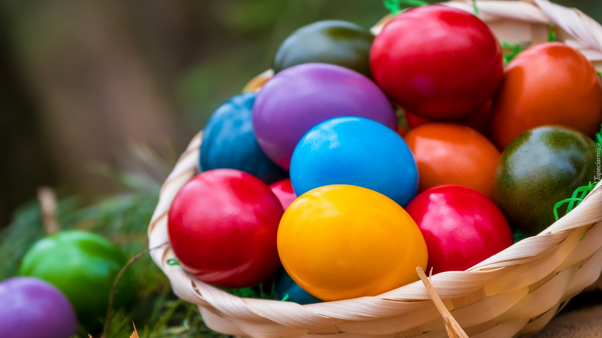 Koszyk, Jajka, Kolorowe, Pisanki, Wielkanoc